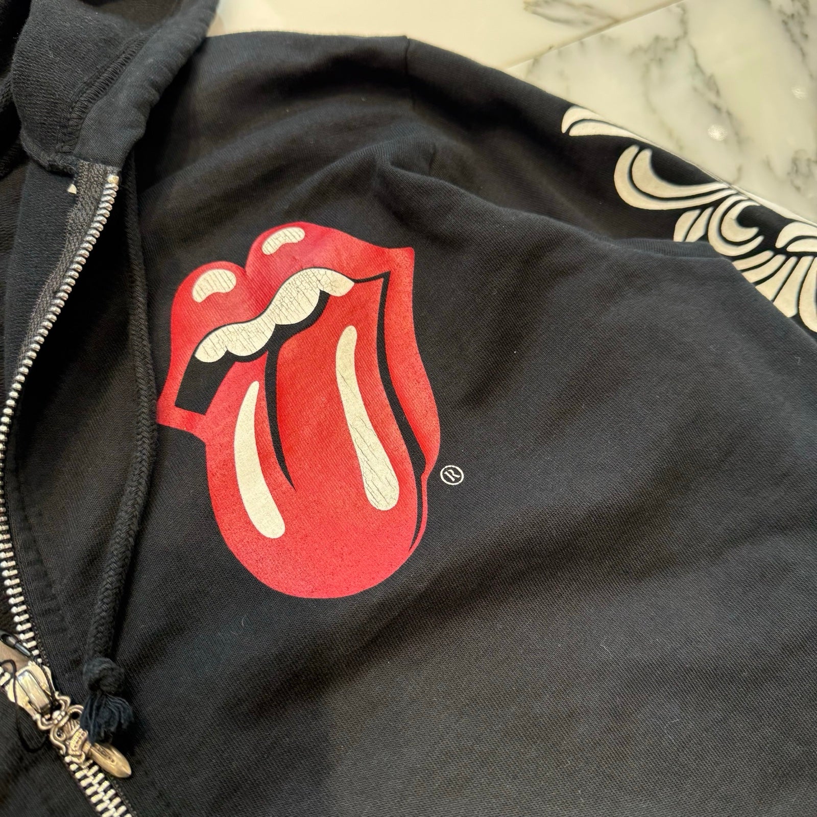 CHROME HEARTS × The Rolling Stones Lip＆Tongue Horseshoe Zip Up Hoodie Size S クロムハーツ × ザローリングストーンズ リップアンドタン ホースシュー ジップアップフーディ サイズS