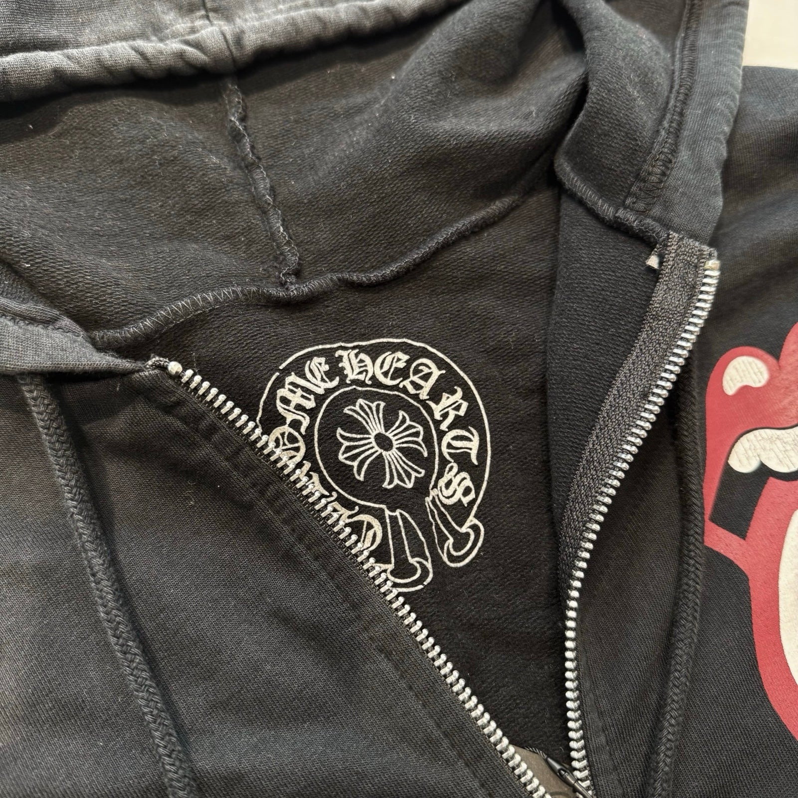 CHROME HEARTS × The Rolling Stones Lip＆Tongue Horseshoe Zip Up Hoodie Size S クロムハーツ × ザローリングストーンズ リップアンドタン ホースシュー ジップアップフーディ サイズS