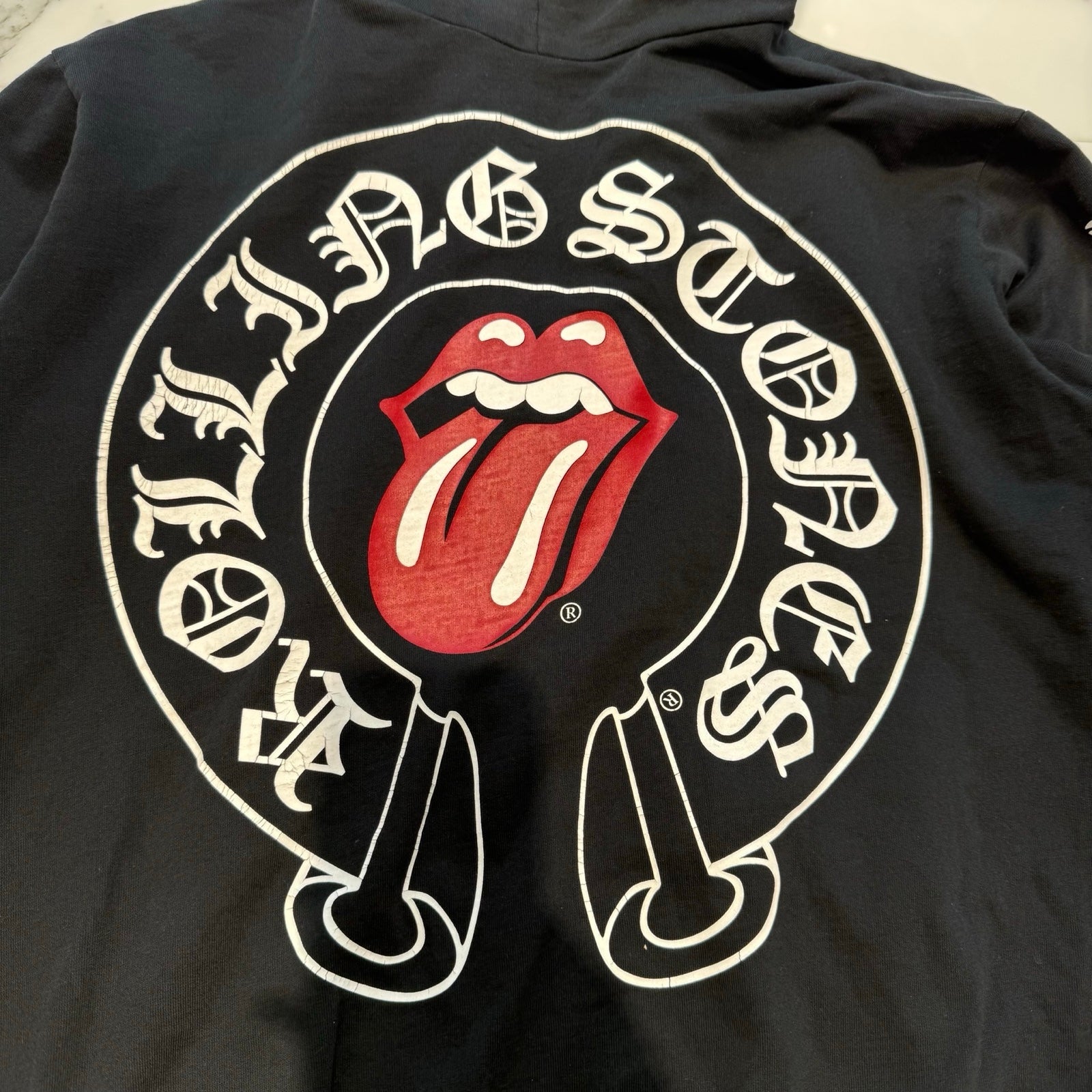 CHROME HEARTS × The Rolling Stones Lip＆Tongue Horseshoe Zip Up Hoodie Size S クロムハーツ × ザローリングストーンズ リップアンドタン ホースシュー ジップアップフーディ サイズS