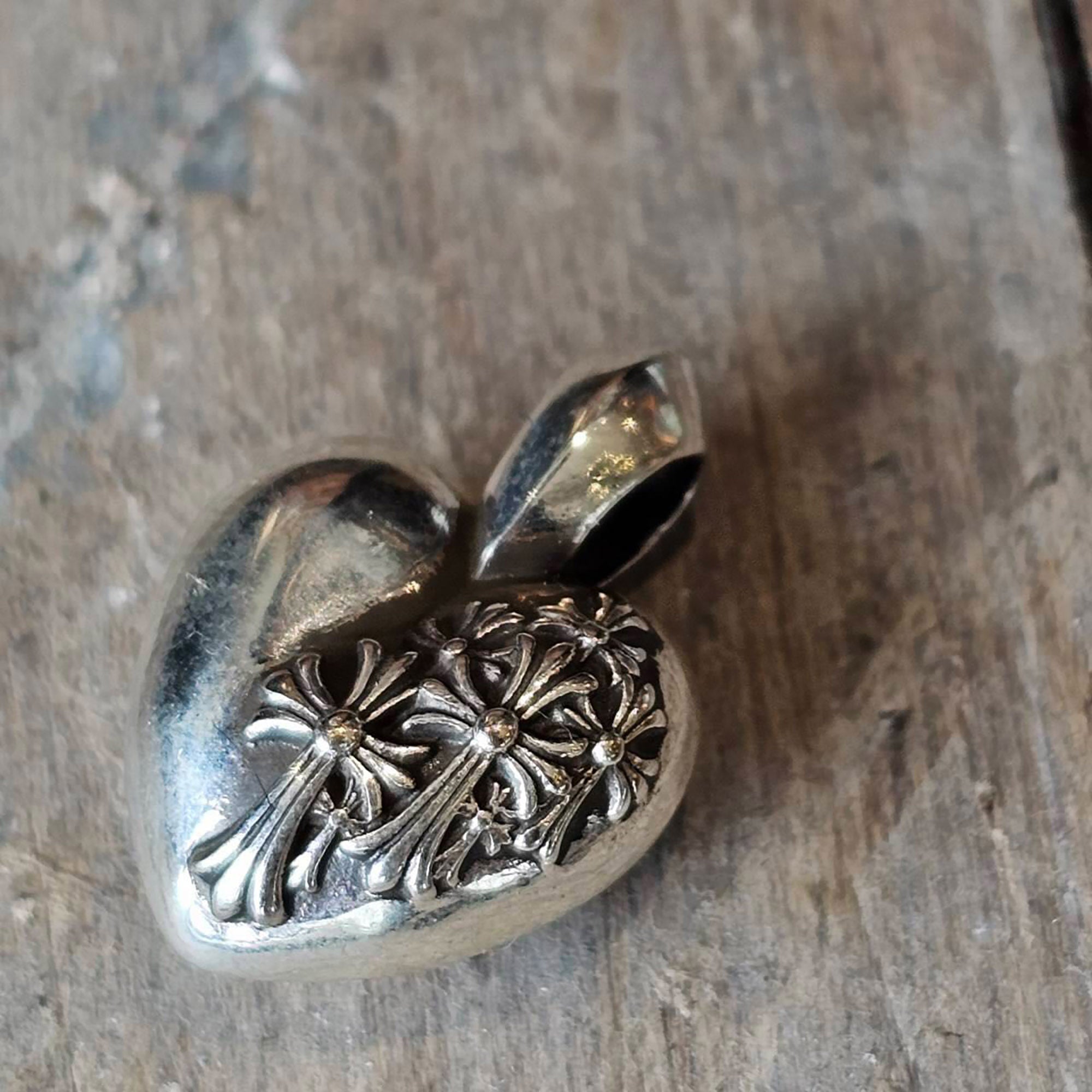 CHROME HEARTS Cemetery Cross Viny Heart Charm Pendant Top クロムハーツ セメタリークロス ヴィニーハート チャーム ペンダントトップ
