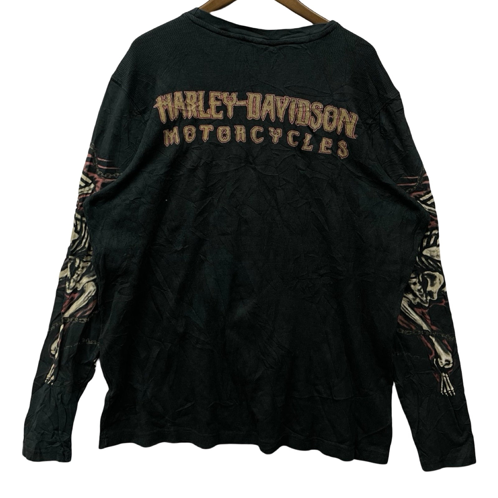 Vintage 00's Harley-Davidson Motorcycle Skull Thermal L/S Tee