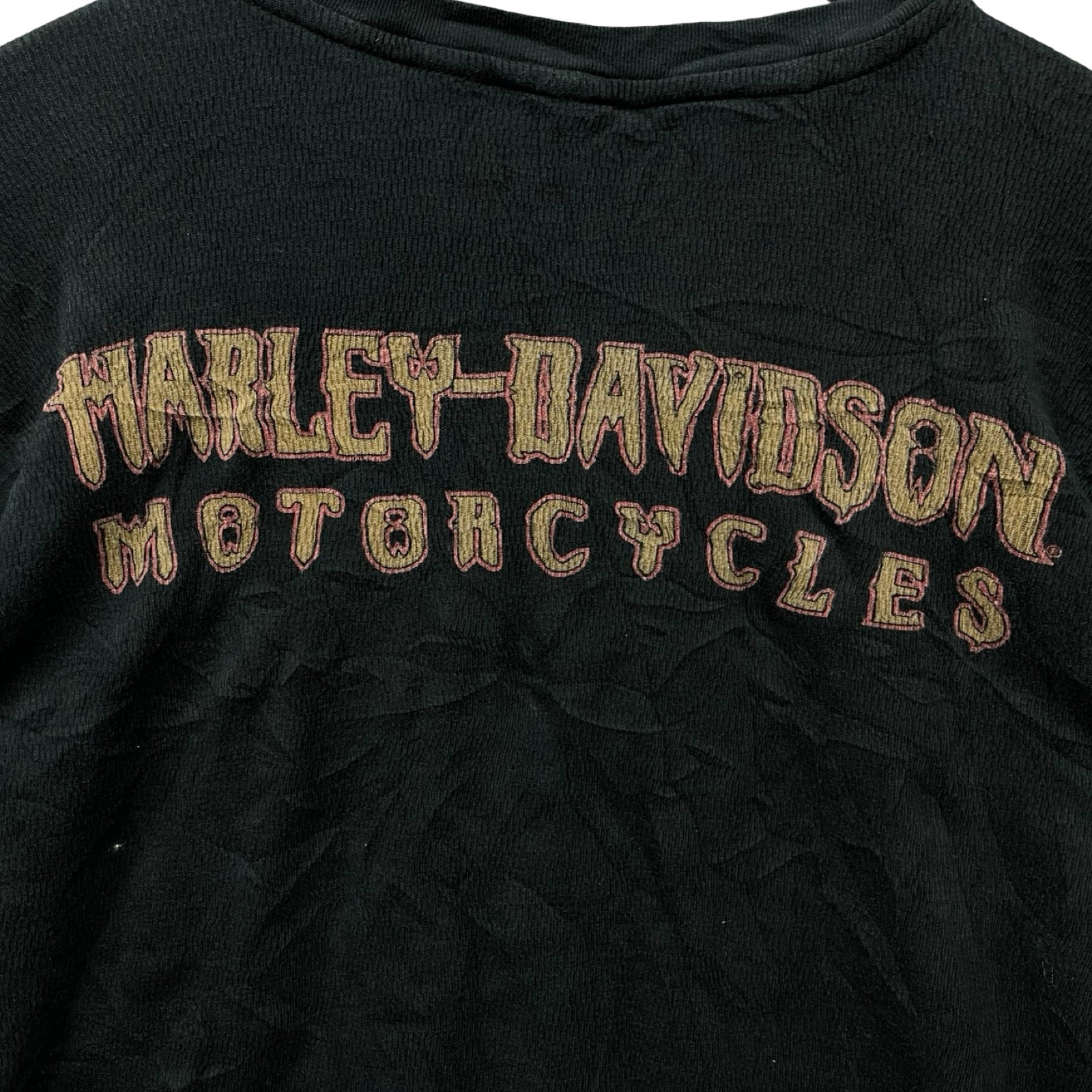 Vintage 00's Harley-Davidson Motorcycle Skull Thermal L/S Tee