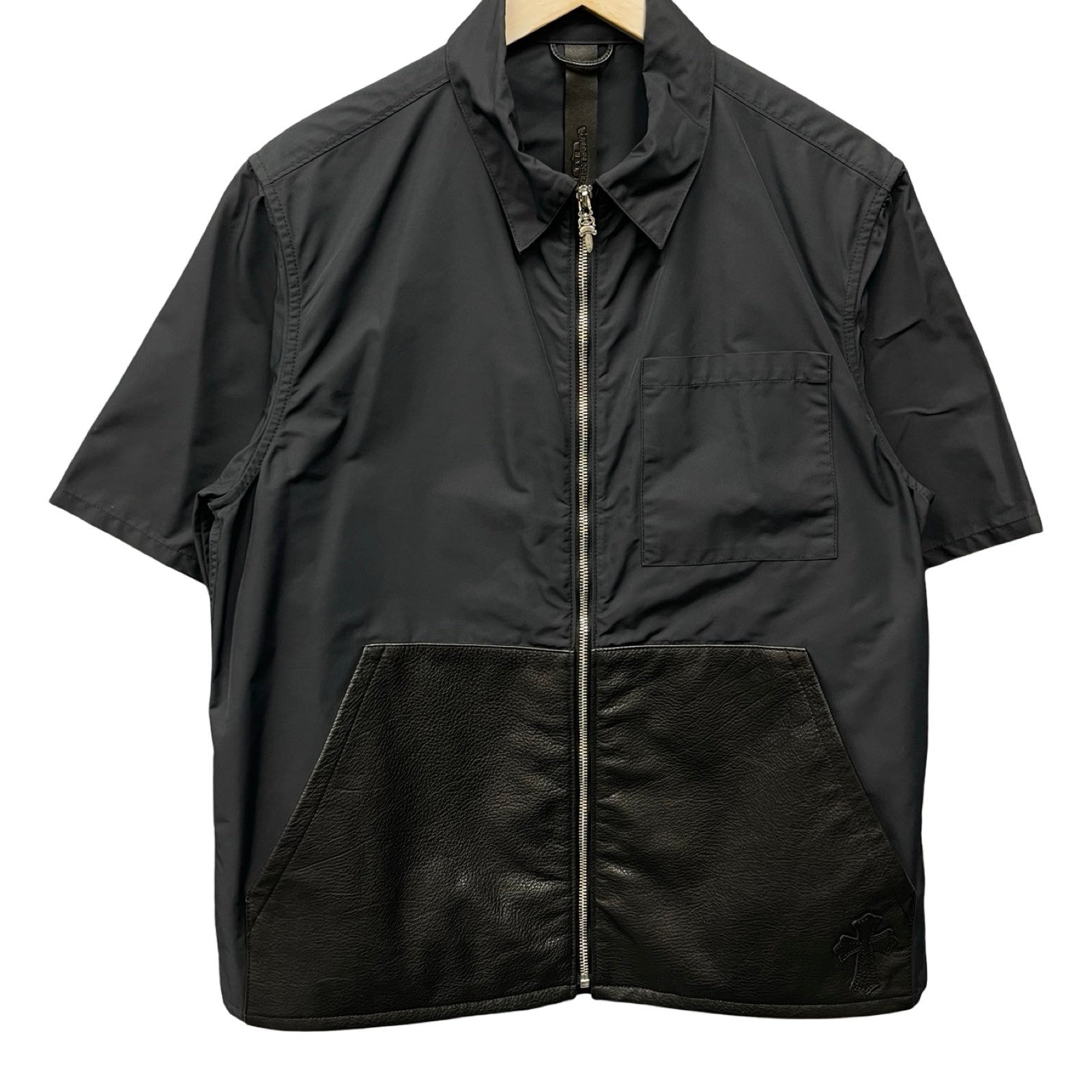 CHROME HEARTS Y NOT Nylon Leather Short Sleeve Jacket Size M