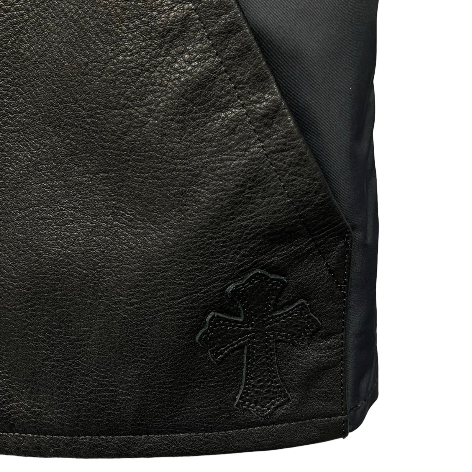 CHROME HEARTS Y NOT Nylon Leather Short Sleeve Jacket Size M