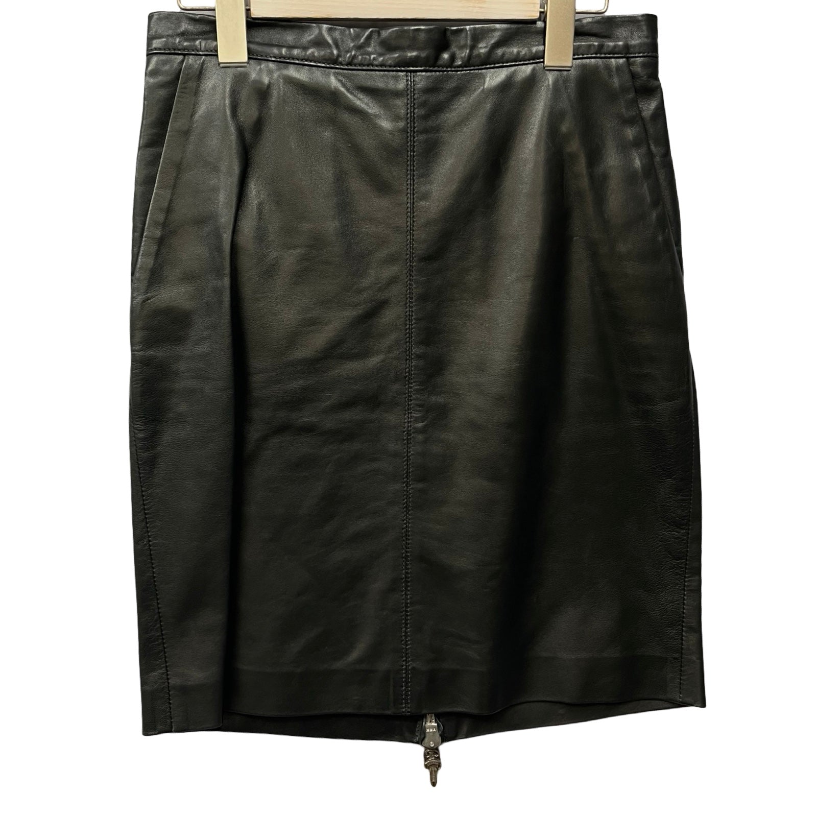 CHROME HEARTS Lamb Leather Dagger Zip Long Skirt Size M