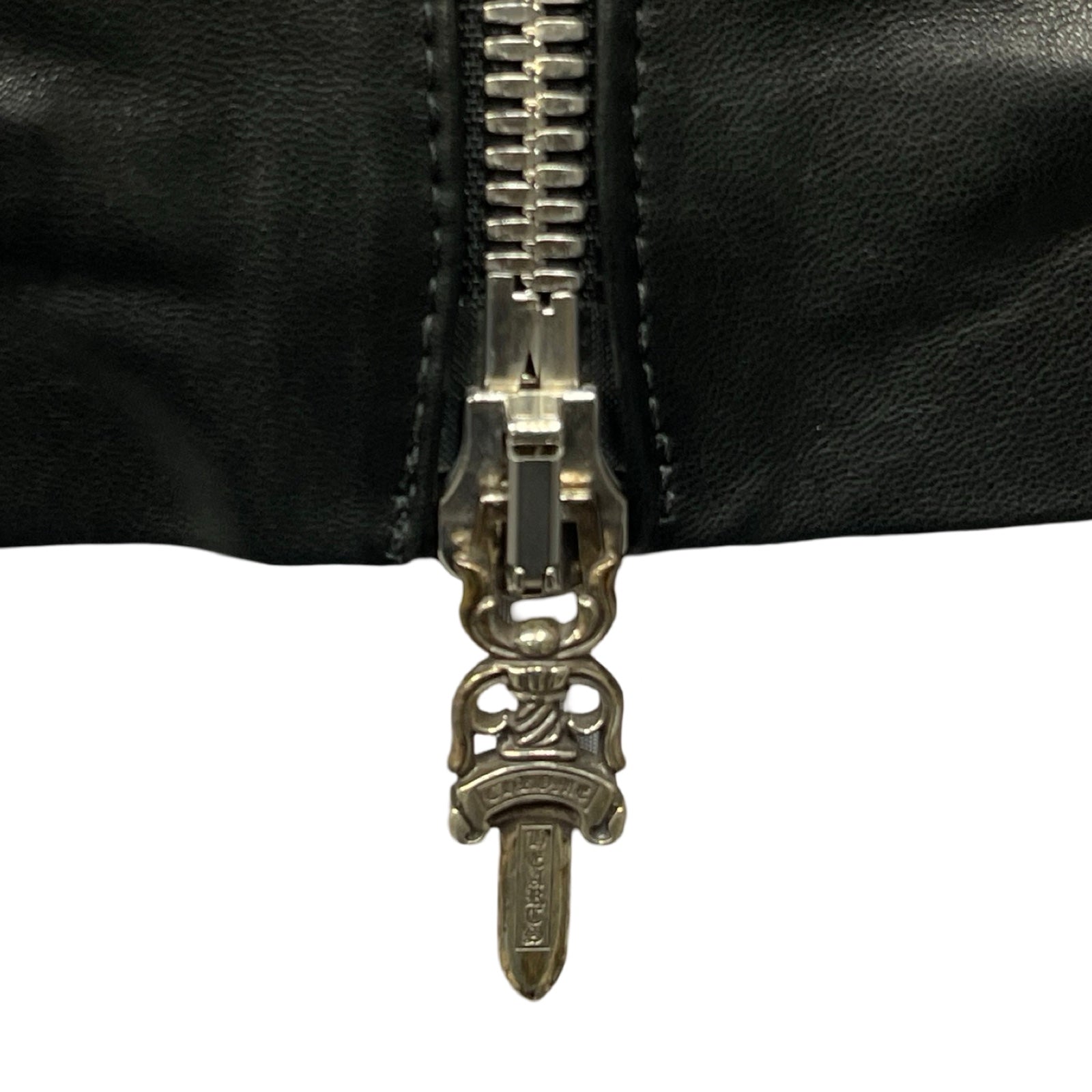 CHROME HEARTS Lamb Leather Dagger Zip Long Skirt Size M