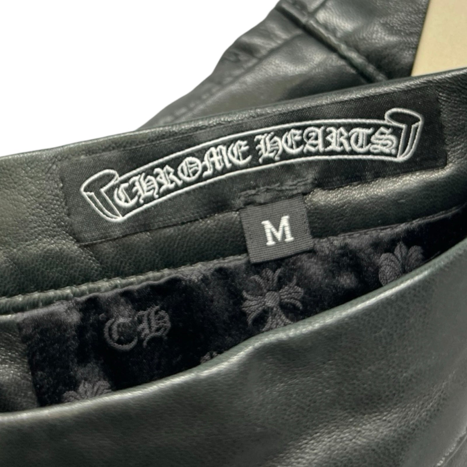 CHROME HEARTS Lamb Leather Dagger Zip Long Skirt Size M