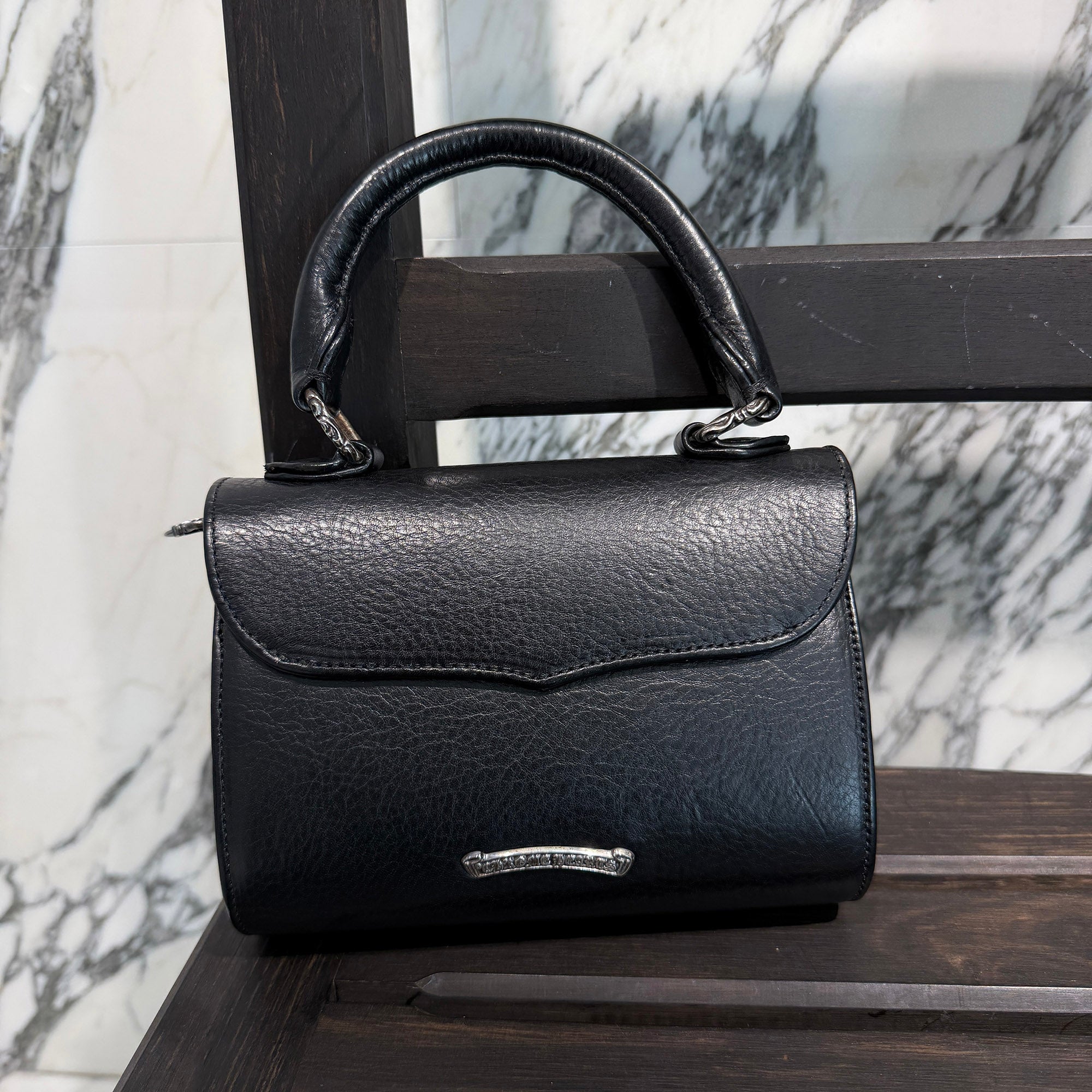 CHROME HEARTS DOG ADAMS BS FLARE Leather Shoulder Hand Bag クロムハーツ ドッグアダムズ BSフレア レザー ショルダー ハンドバッグ