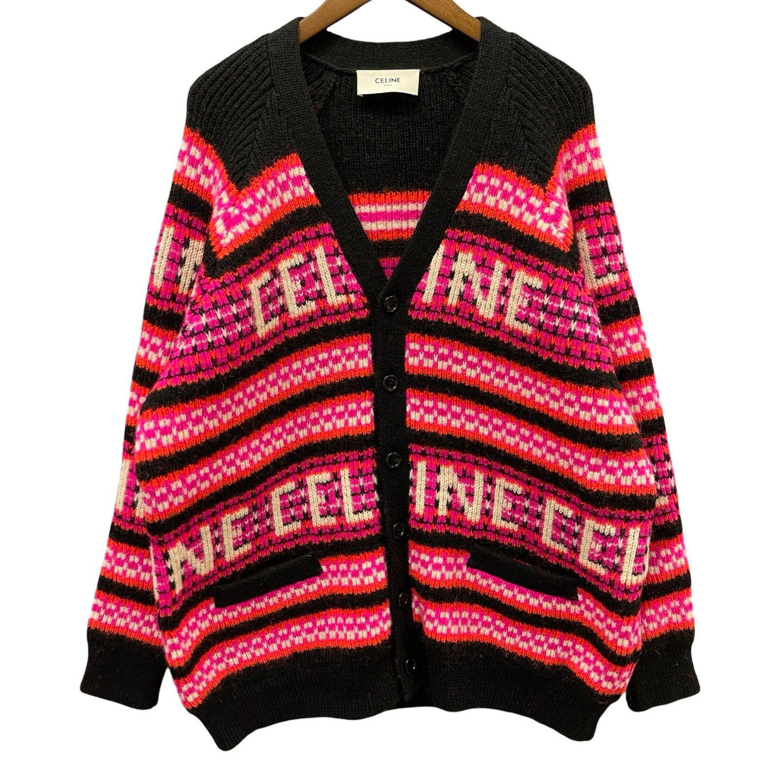 CELINE 2022AW Ski Jacquard Wool Knit Cardigan 2AC91579S Size S