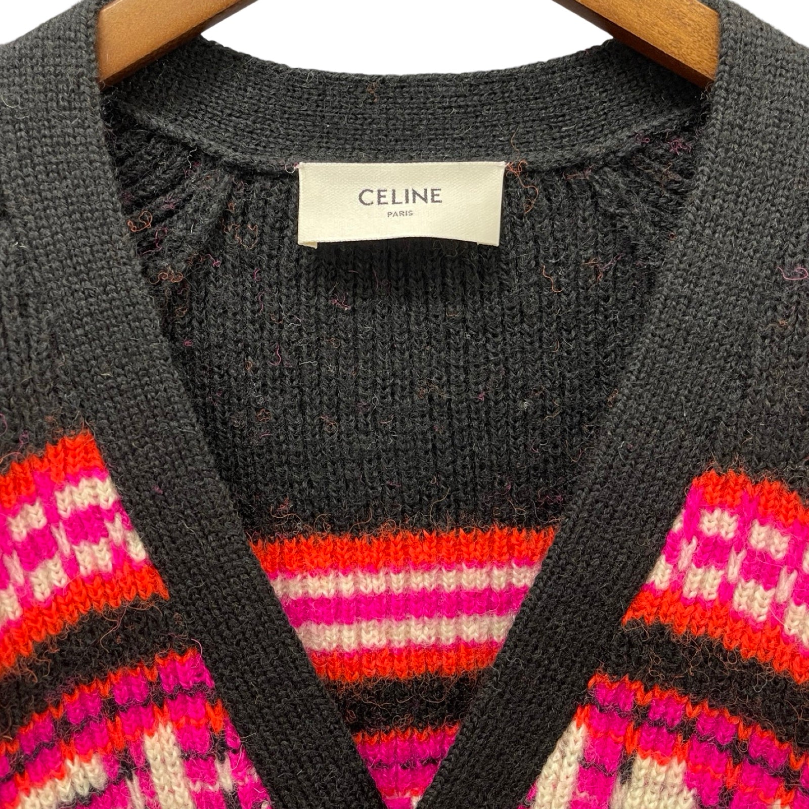 CELINE 2022AW Ski Jacquard Wool Knit Cardigan 2AC91579S Size S