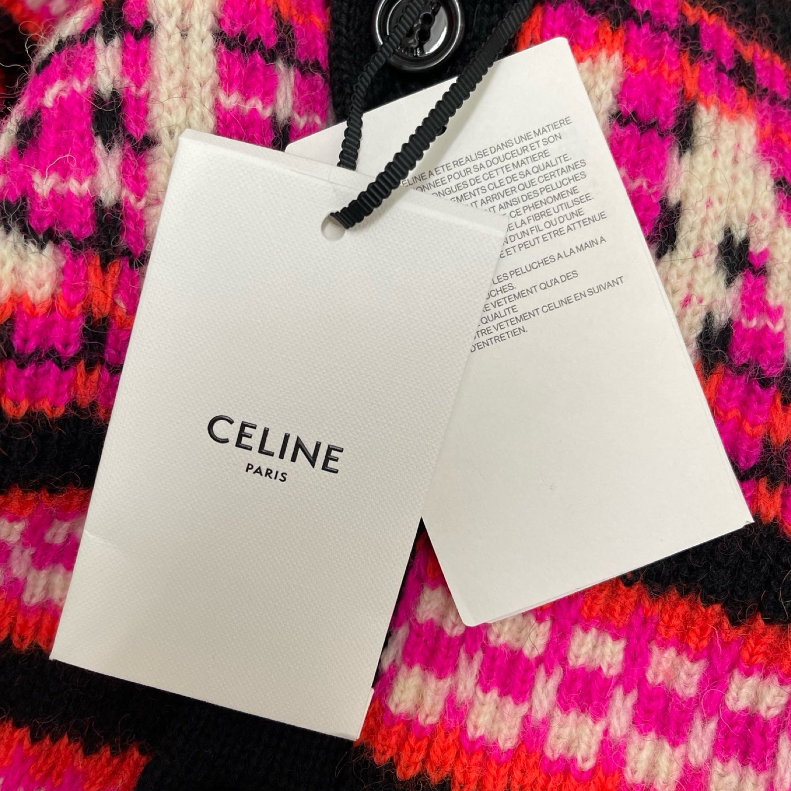 CELINE 2022AW Ski Jacquard Wool Knit Cardigan 2AC91579S Size S
