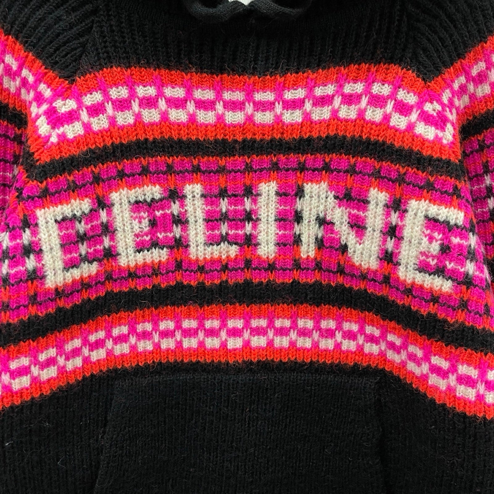 CELINE 2022AW Ski Jacquard Hooded Wool Knit Hoodie 2AC23579S Size XS