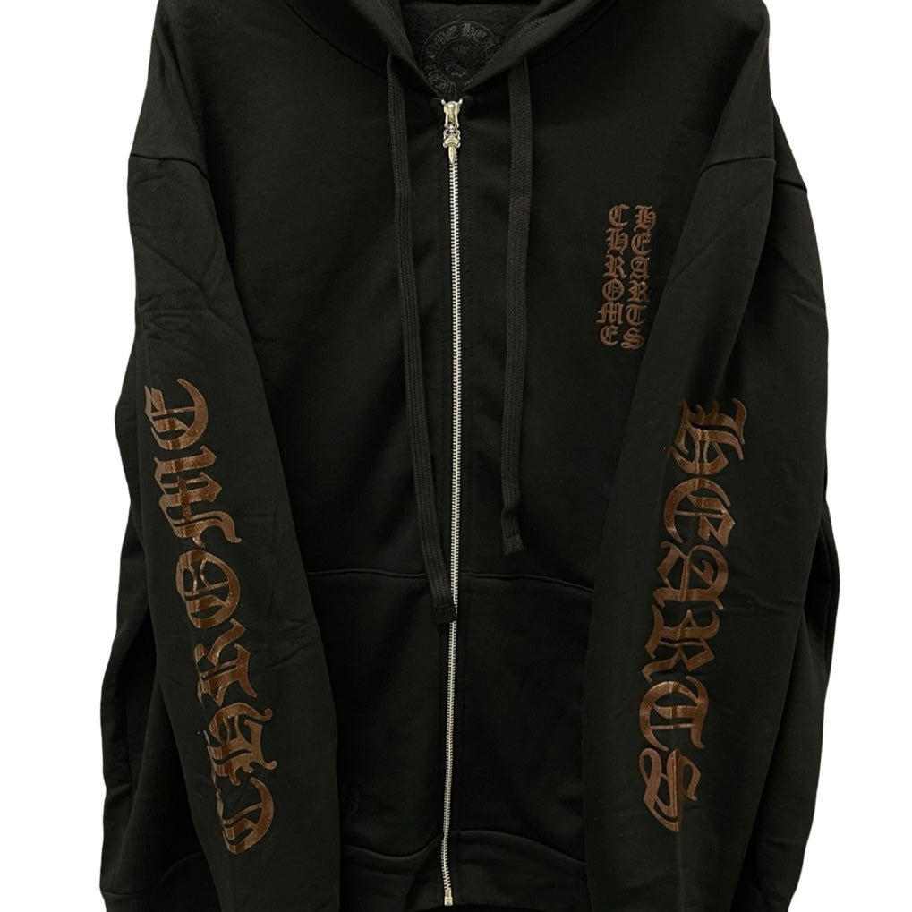 CHROME HEARTS 1998 Vertical Logo Glitter Zip Up Hoodie Size XL