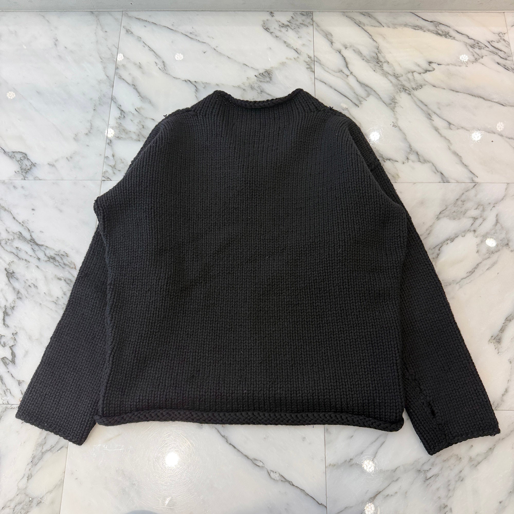 CHROME HEARTS Y NOT BS Flare Leather Patch Cashmere Thumbhole Knit Sweater Size S クロムハーツ ド ワイノット BS フレア レザーパッチ カシミヤ サムホール ニット セーター サイズS
