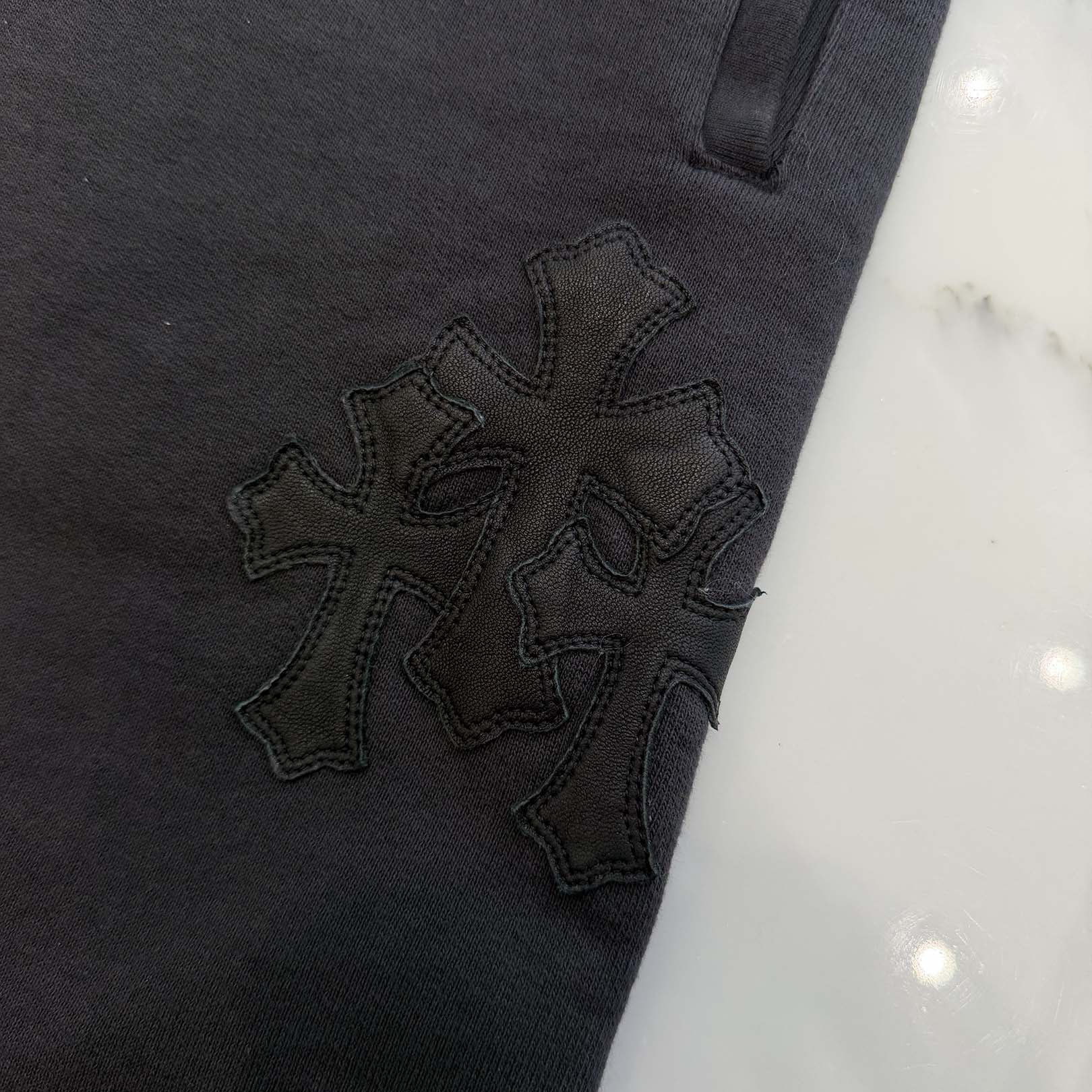 CHROME HEARTS Y NOT 3 Cemetery Cross Leather Patch Sweat Pants Size M クロムハーツ ワイノット 3セメタリークロス レザーパッチ スウェットパンツ サイズM