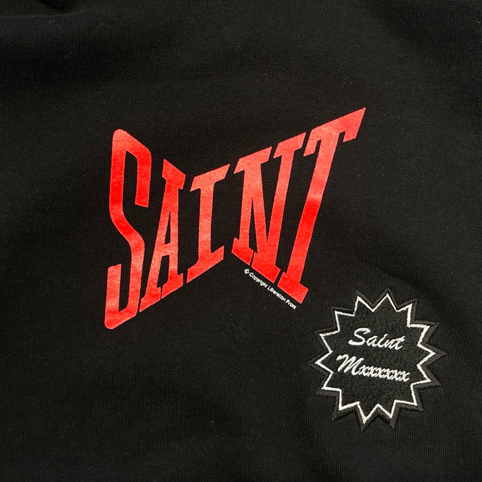 SAINT Mxxxxxx 2024SS Logo Patch Pullover Hoodie SM-YS8-0000-035 Size L セントマイケル ロゴパッチ刺繍 プルオーバーフーディー サイズL