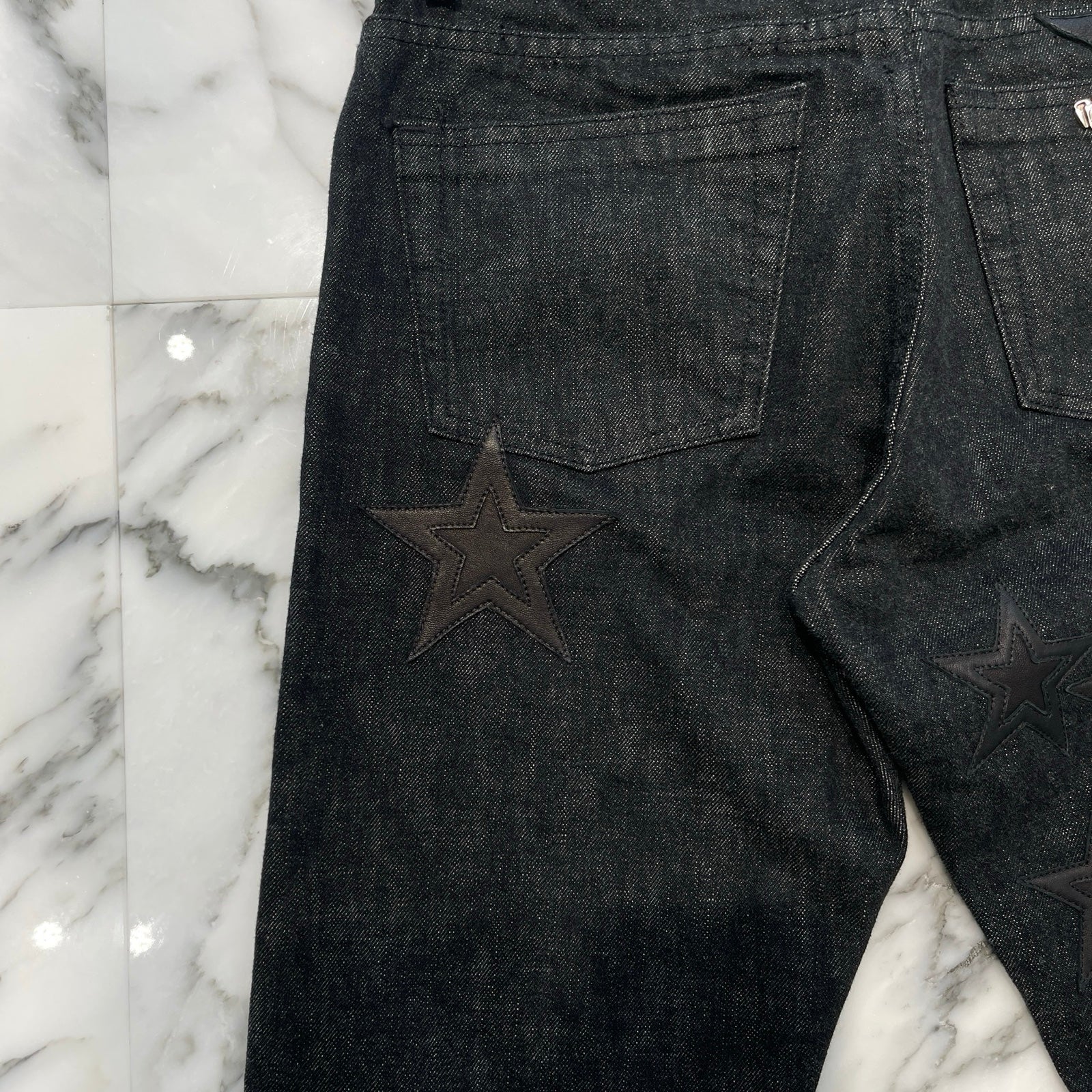 CHROME HEARTS Flare Knee Star Leather Patch Denim Pants Size 28 クロムハーツ フレアニー スターレザーパッチ デニムパンツ サイズ28