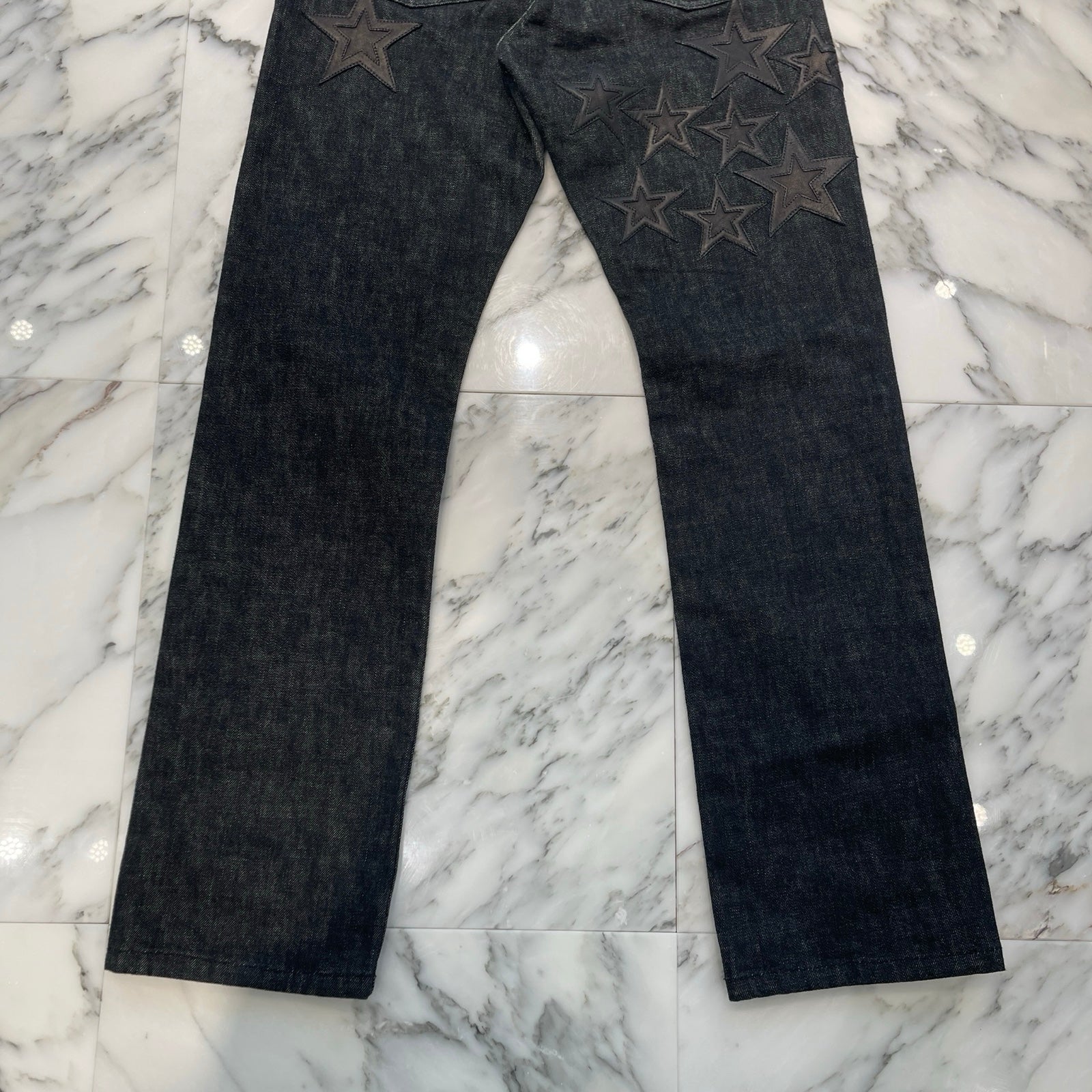 CHROME HEARTS Flare Knee Star Leather Patch Denim Pants Size 28 クロムハーツ フレアニー スターレザーパッチ デニムパンツ サイズ28