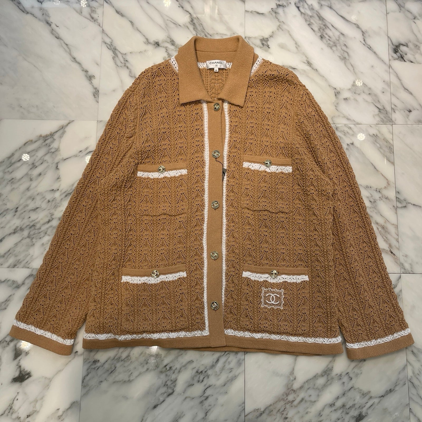 CHANEL 2024 Cruise Coco Mark Button Knit Cardigan P76869K11069 Size 50 シャネル ココマークボタン ニット カーディガン サイズ50