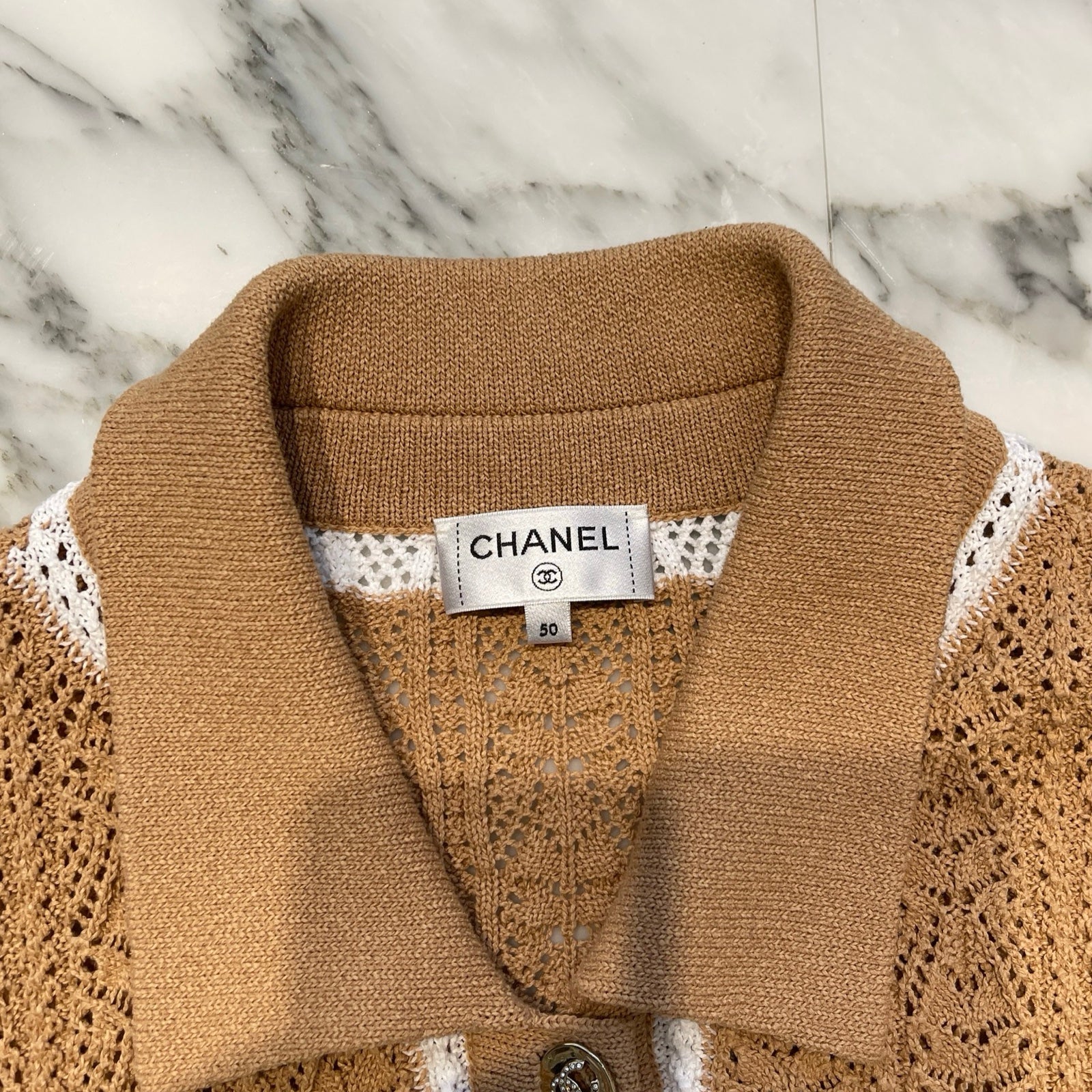 CHANEL 2024 Cruise Coco Mark Button Knit Cardigan