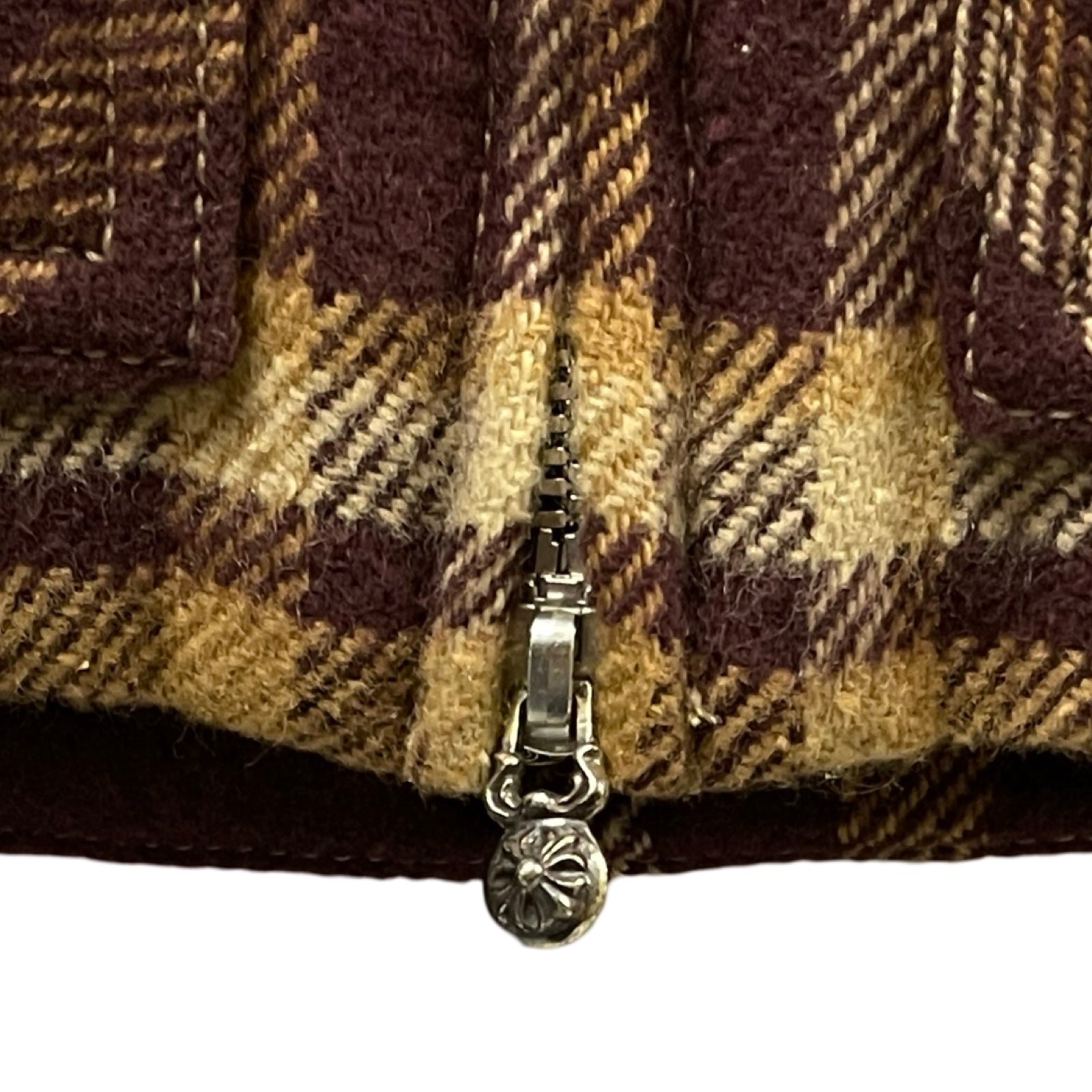 CHROME HEARTS Y NOT U BLACK SHEEP PLD Fur Zip Up Check Jacket Size S