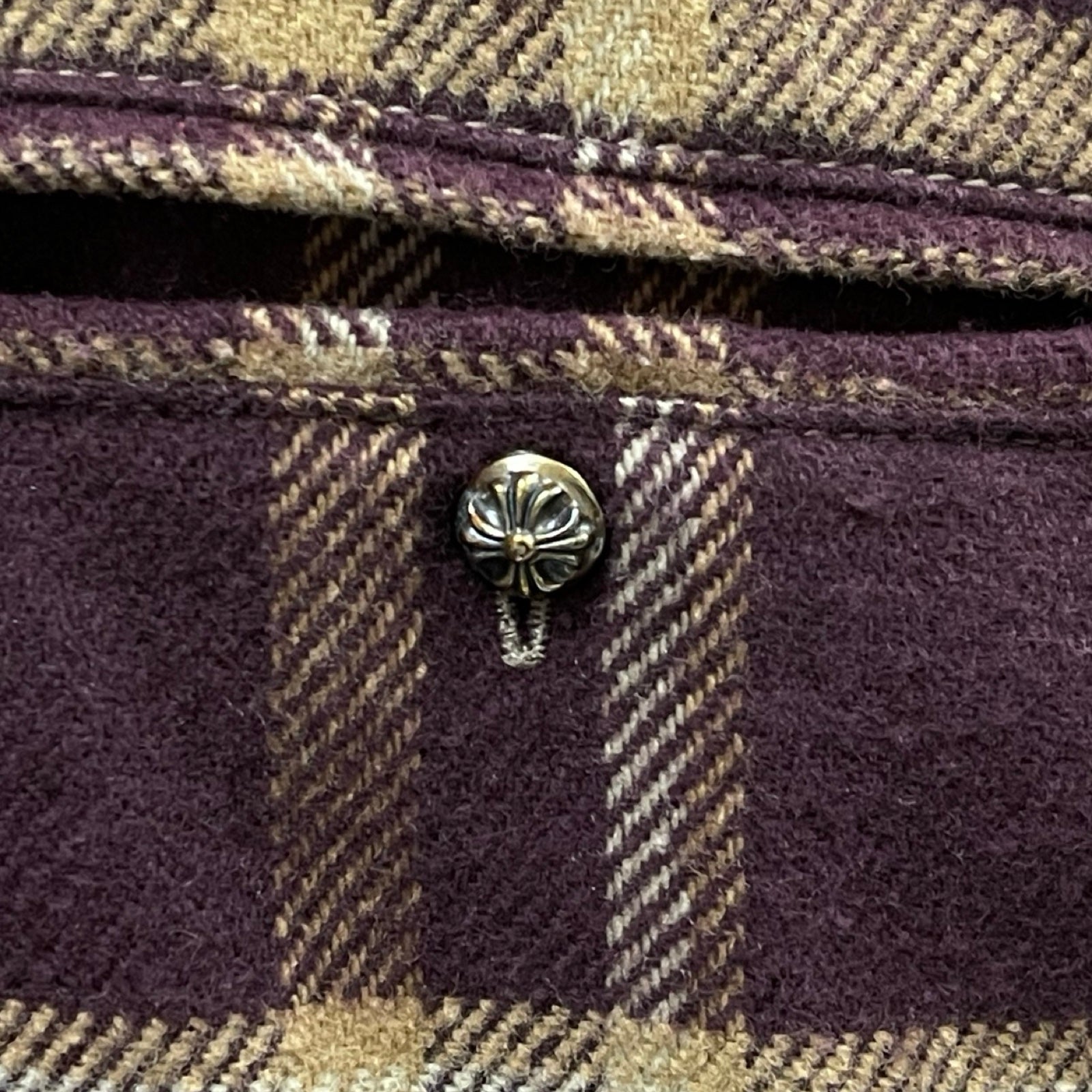 CHROME HEARTS Y NOT U BLACK SHEEP PLD Fur Zip Up Check Jacket Size S