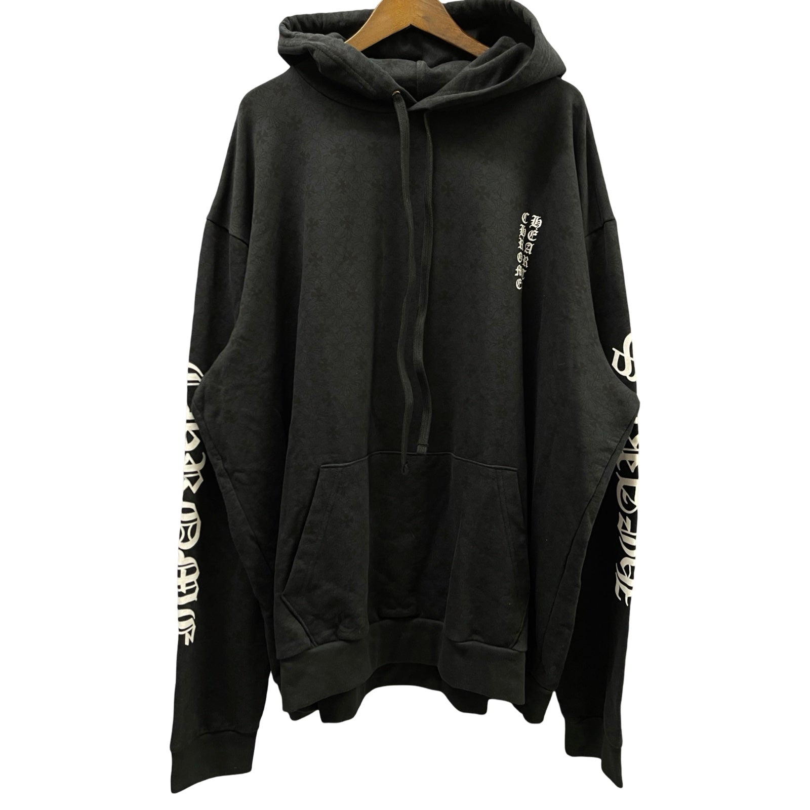 CHROME HEARTS CH Plus Vertical Logo Horseshoe Pullover Hoodie Size XXL