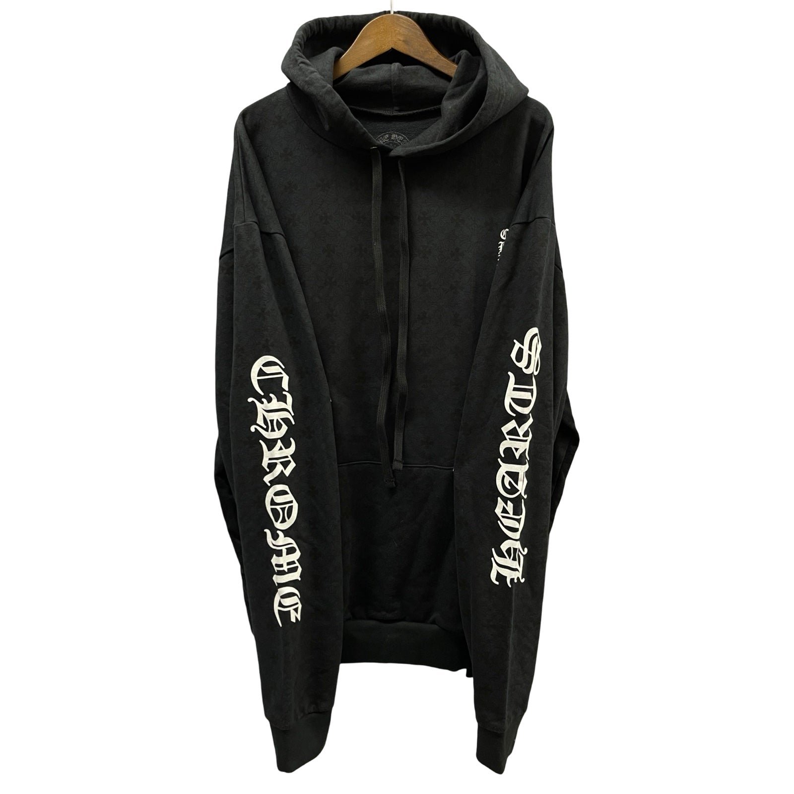 CHROME HEARTS CH Plus Vertical Logo Horseshoe Pullover Hoodie Size XXL