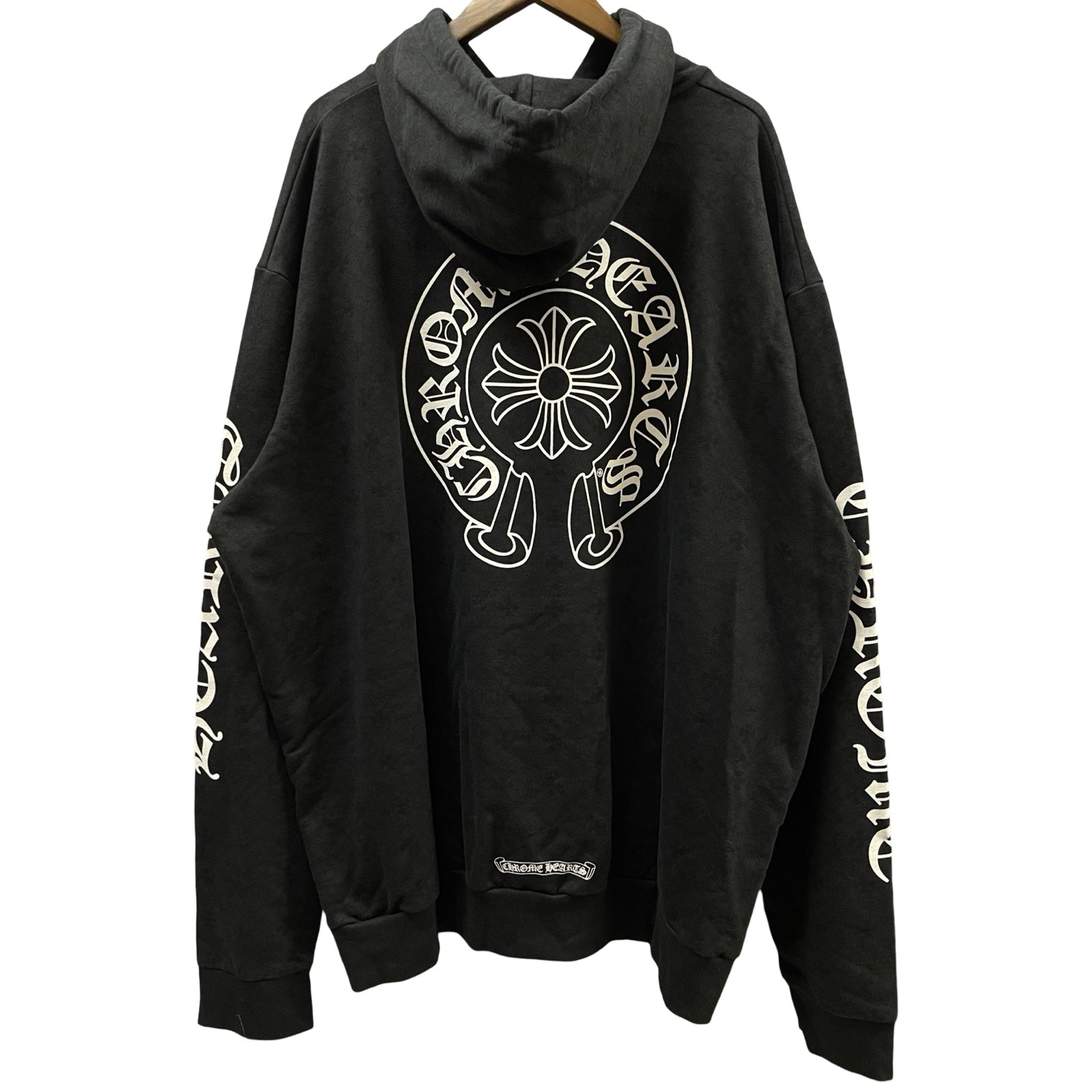 CHROME HEARTS CH Plus Vertical Logo Horseshoe Pullover Hoodie Size XXL