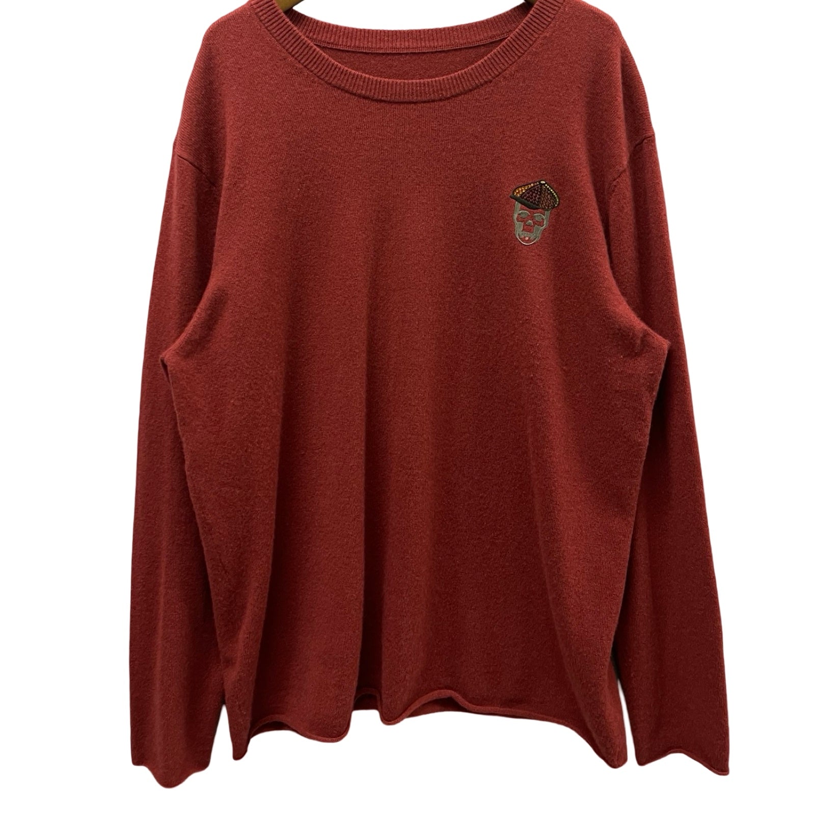 lucien pellat-finet Skull Embroidery Crew Neck Cashmere Knit Sweater Size L