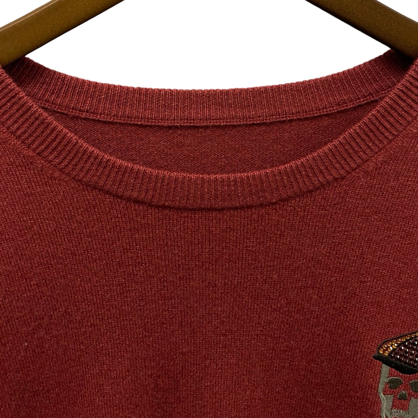 lucien pellat-finet Skull Embroidery Crew Neck Cashmere Knit Sweater Size L