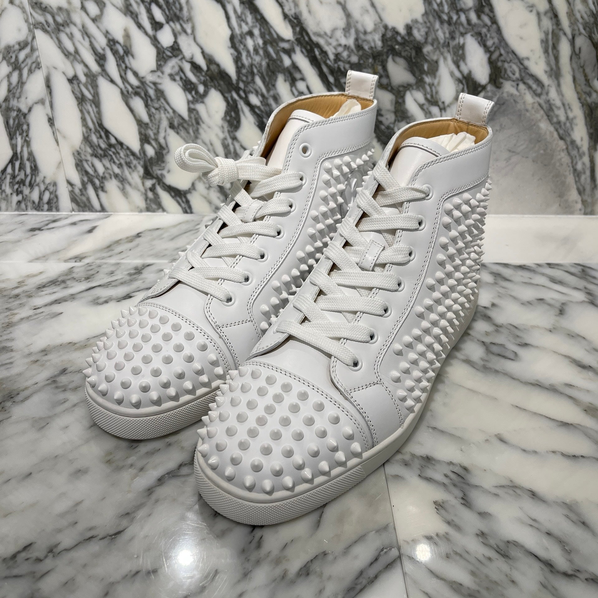 Christian Louboutin 2023AW Lewis Flat Spike Stud High Cut Sneakers 1101083 Size 44 クリスチャンルブタン ルイスフラット スパイク スタッド ハイカット スニーカー サイズ44