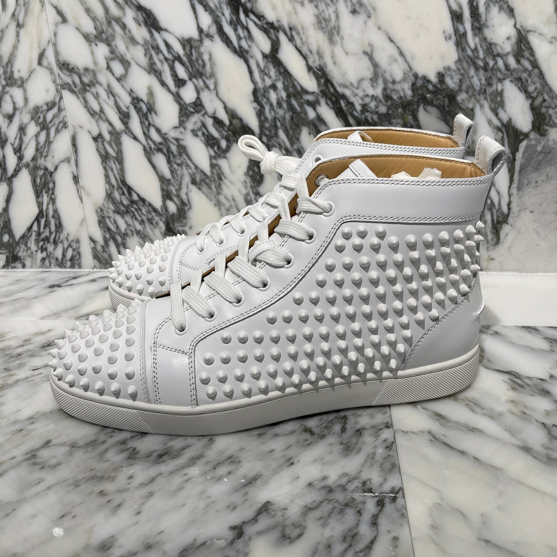 Christian Louboutin 2023AW Lewis Flat Spike Stud High Cut Sneakers 1101083 Size 44 クリスチャンルブタン ルイスフラット スパイク スタッド ハイカット スニーカー サイズ44