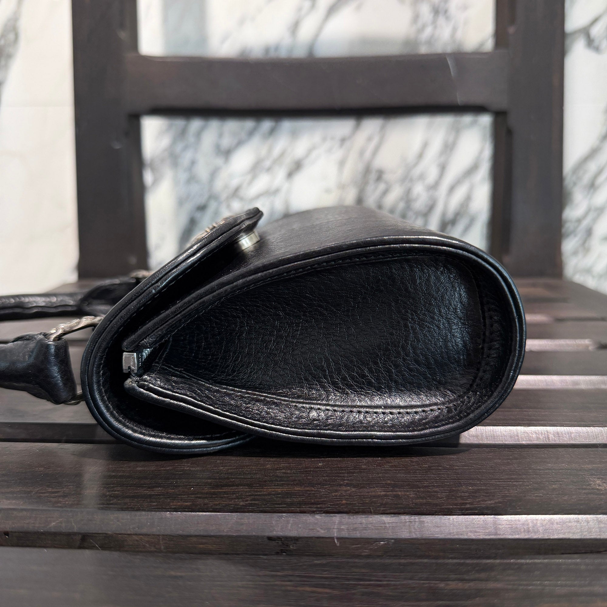 CHROME HEARTS DOG ADAMS BS FLARE Leather Shoulder Hand Bag クロムハーツ ドッグアダムズ BSフレア レザー ショルダー ハンドバッグ