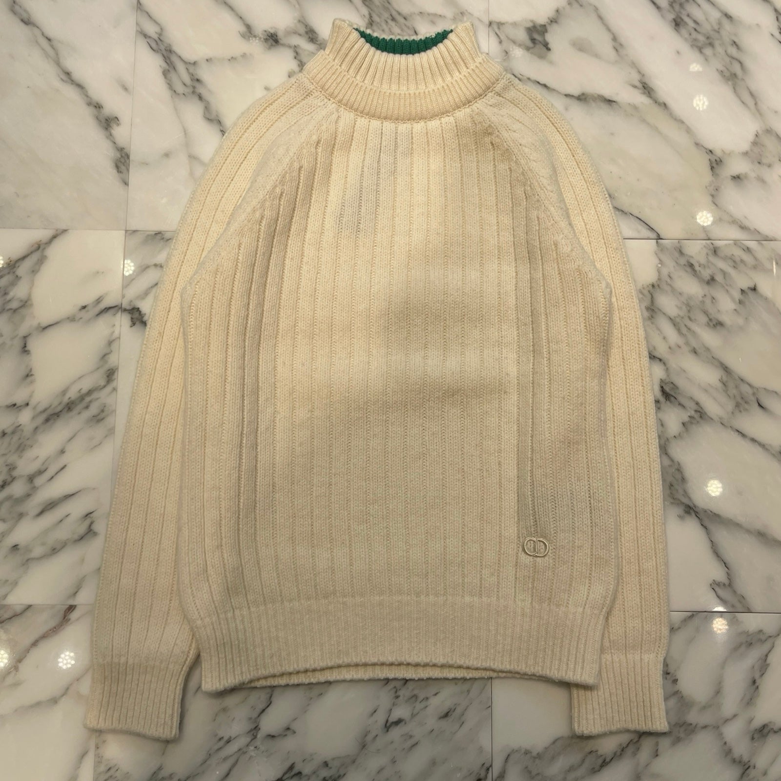 DIOR CD Icon Embroidered Turtleneck Ribbed Knit Sweater 143M635AT275 Size XS
