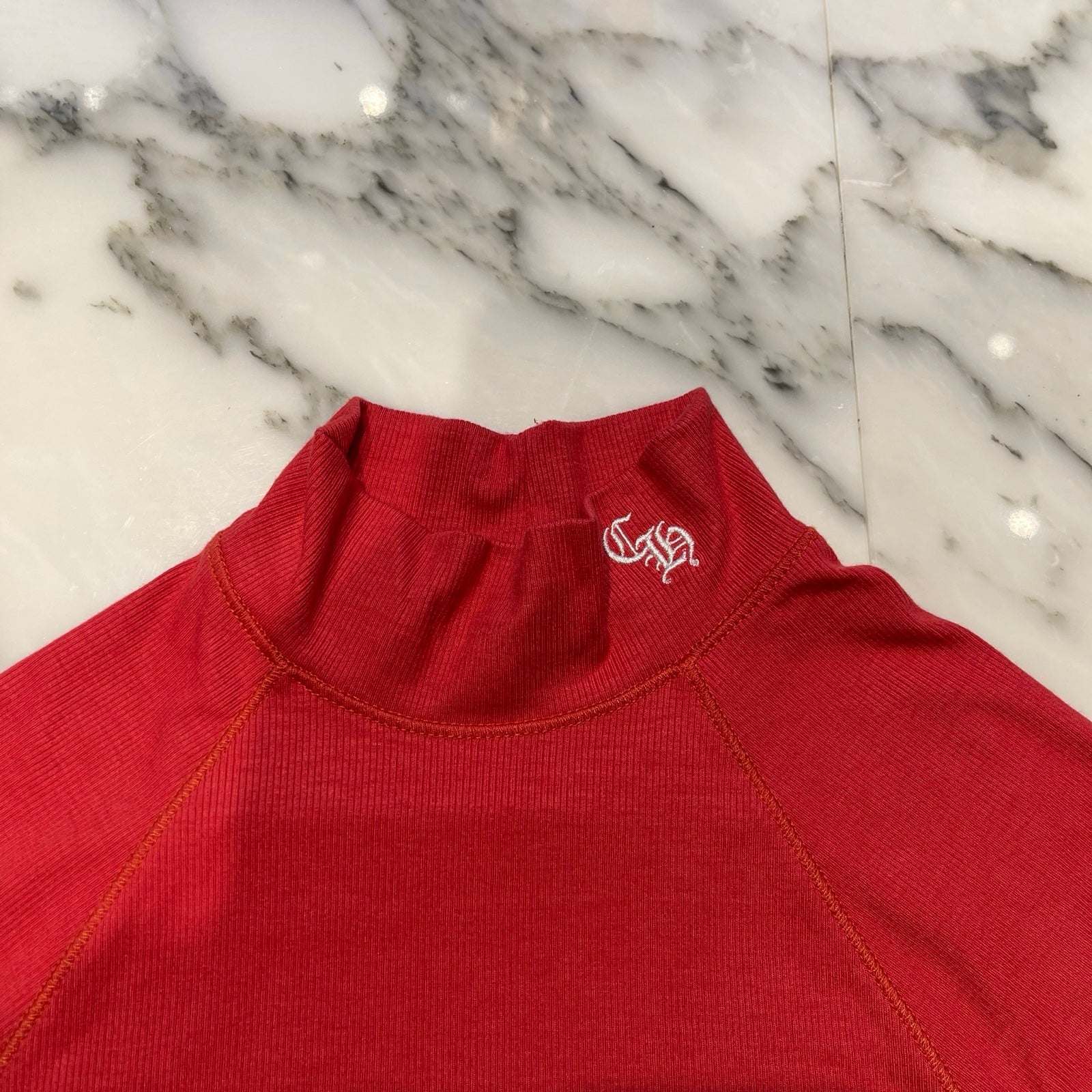 CHROME HEARTS Y NOT Slim Fit CH Logo Embroidery Thermal Rayon Mock Neck Tee Size S クロムハーツ ワイノット スリムフィット CHロゴ刺繍サーマルレイヨン モックネック Tシャツ サイズS