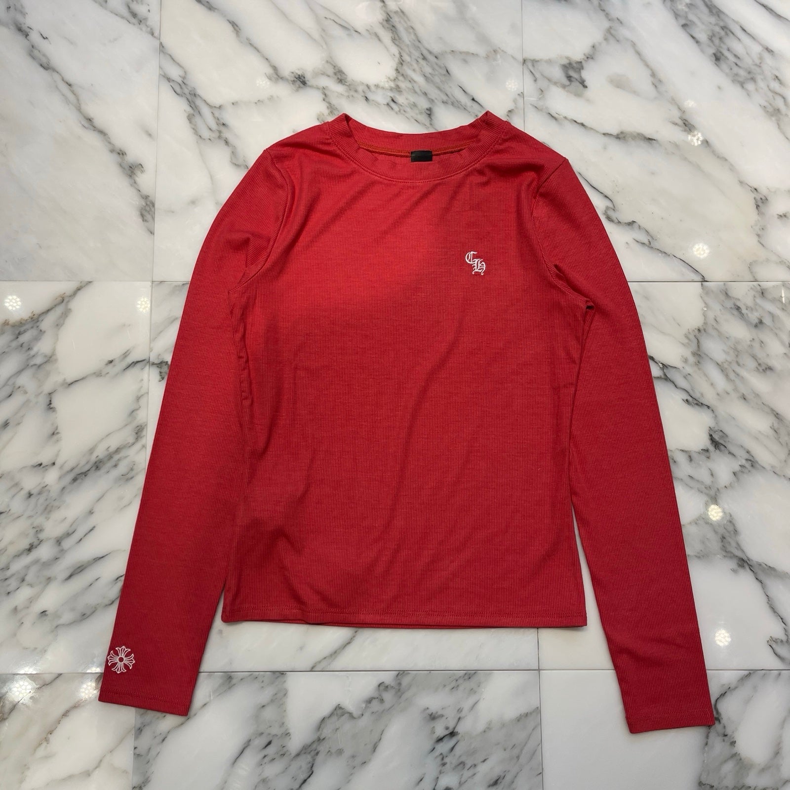 CHROME HEARTS Y NOT Slim Fit CH Logo Embroidery Thermal Rayon Long Sleeve Tee Size S クロムハーツ ワイノット スリムフィット CHロゴ刺繍 サーマル レーヨン ロングスリーブTシャツ サイズS