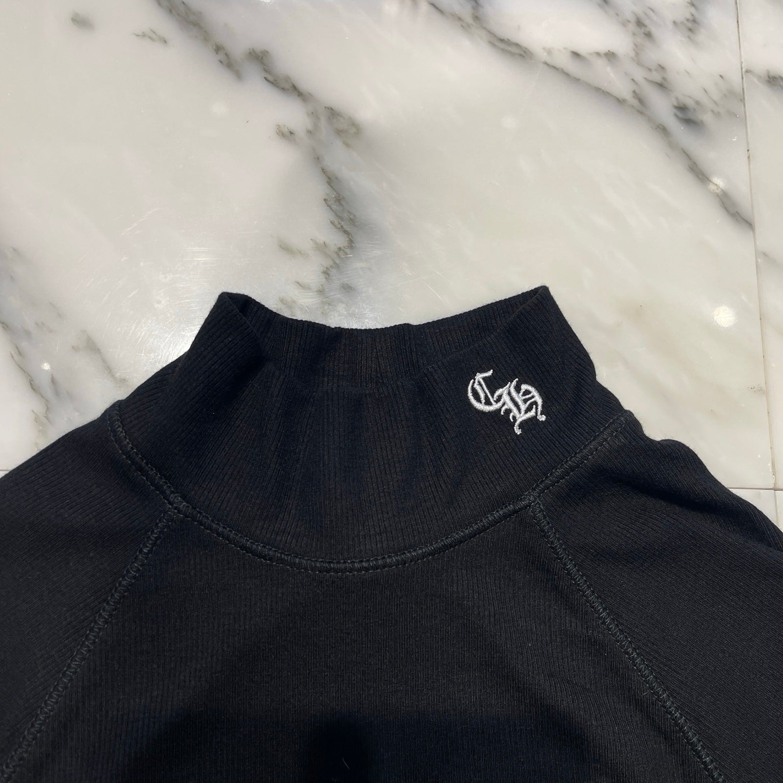 CHROME HEARTS Y NOT Slim Fit CH Logo Embroidery Thermal Rayon Mock Neck Tee Size S クロムハーツ ワイノット スリムフィット CHロゴ刺繍サーマルレイヨン モックネック Tシャツ サイズS