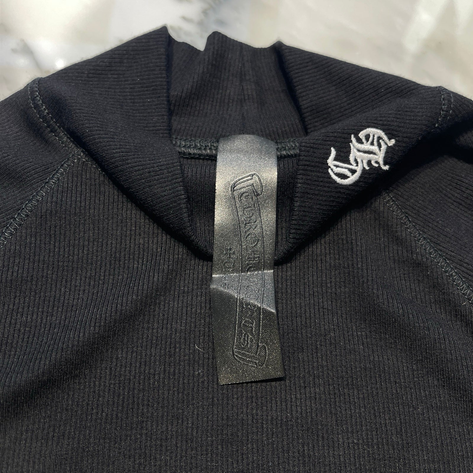 CHROME HEARTS Y NOT Slim Fit CH Logo Embroidery Thermal Rayon Mock Neck Tee Size S クロムハーツ ワイノット スリムフィット CHロゴ刺繍サーマルレイヨン モックネック Tシャツ サイズS