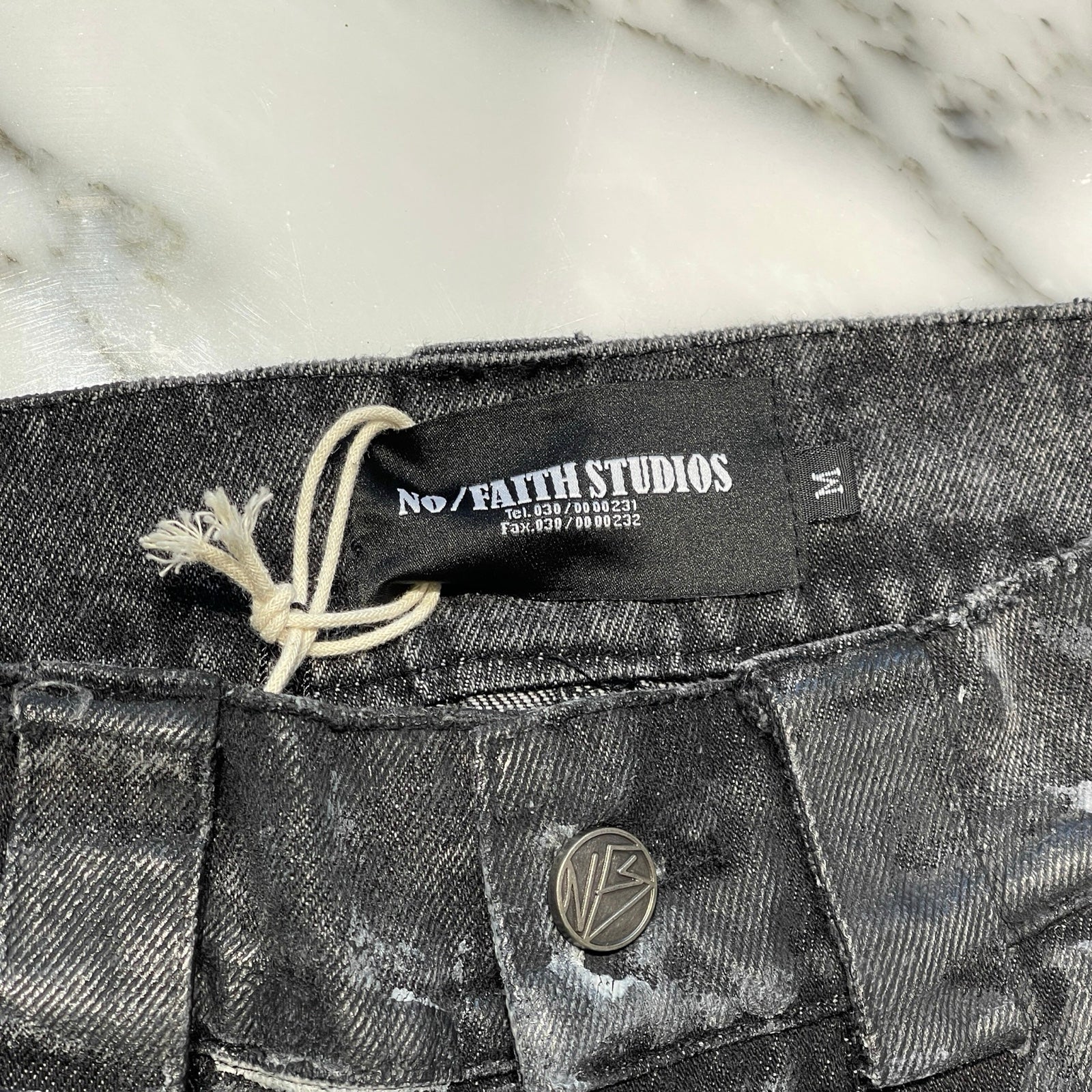 NO/FAITH STUDIOS デニム ダメージ コーティング ブラック M NO/FAITH