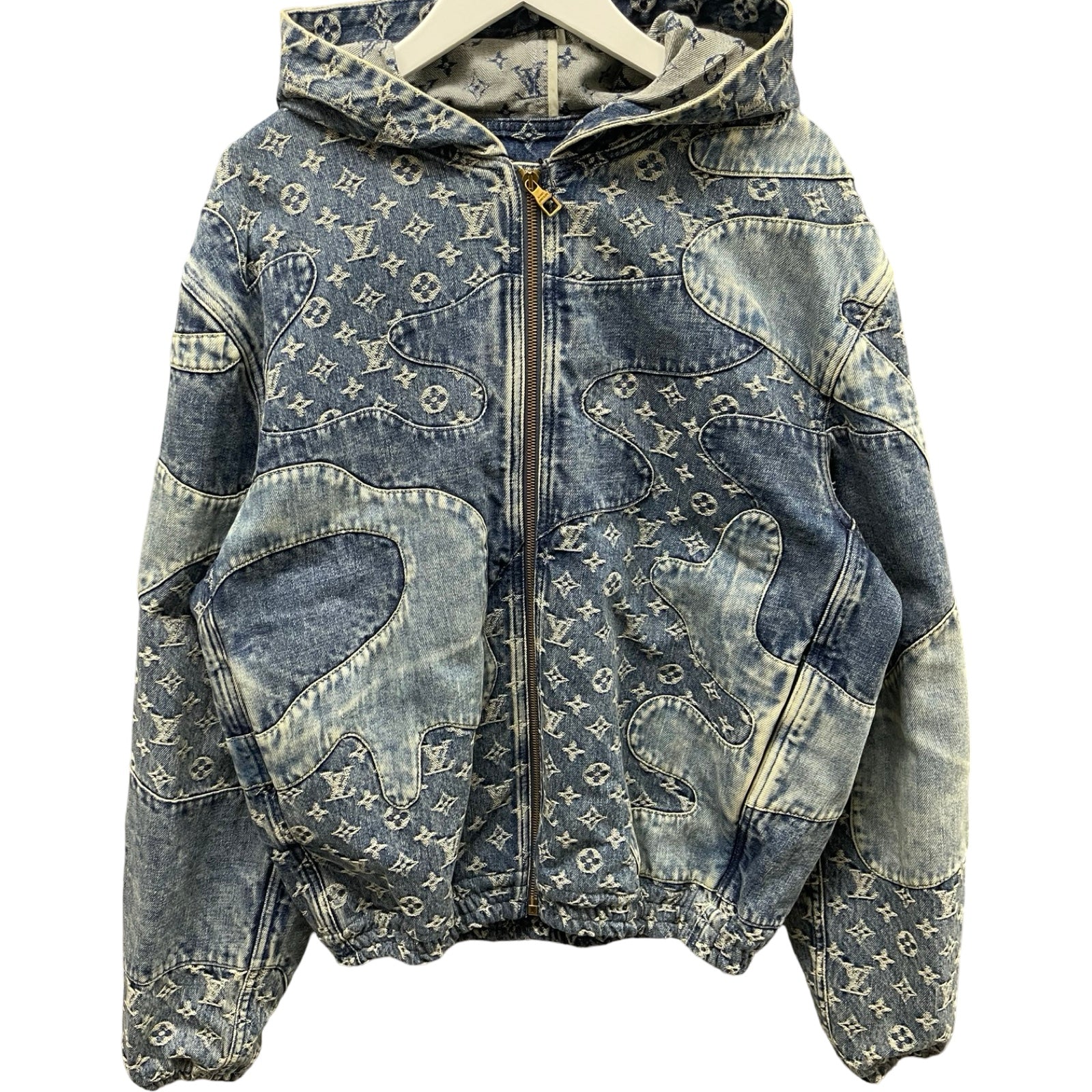 LOUIS VUITTON × NIGO 2022SS Monogram Patchwork Zip Up Denim Jacket 1A9K6E Size 48