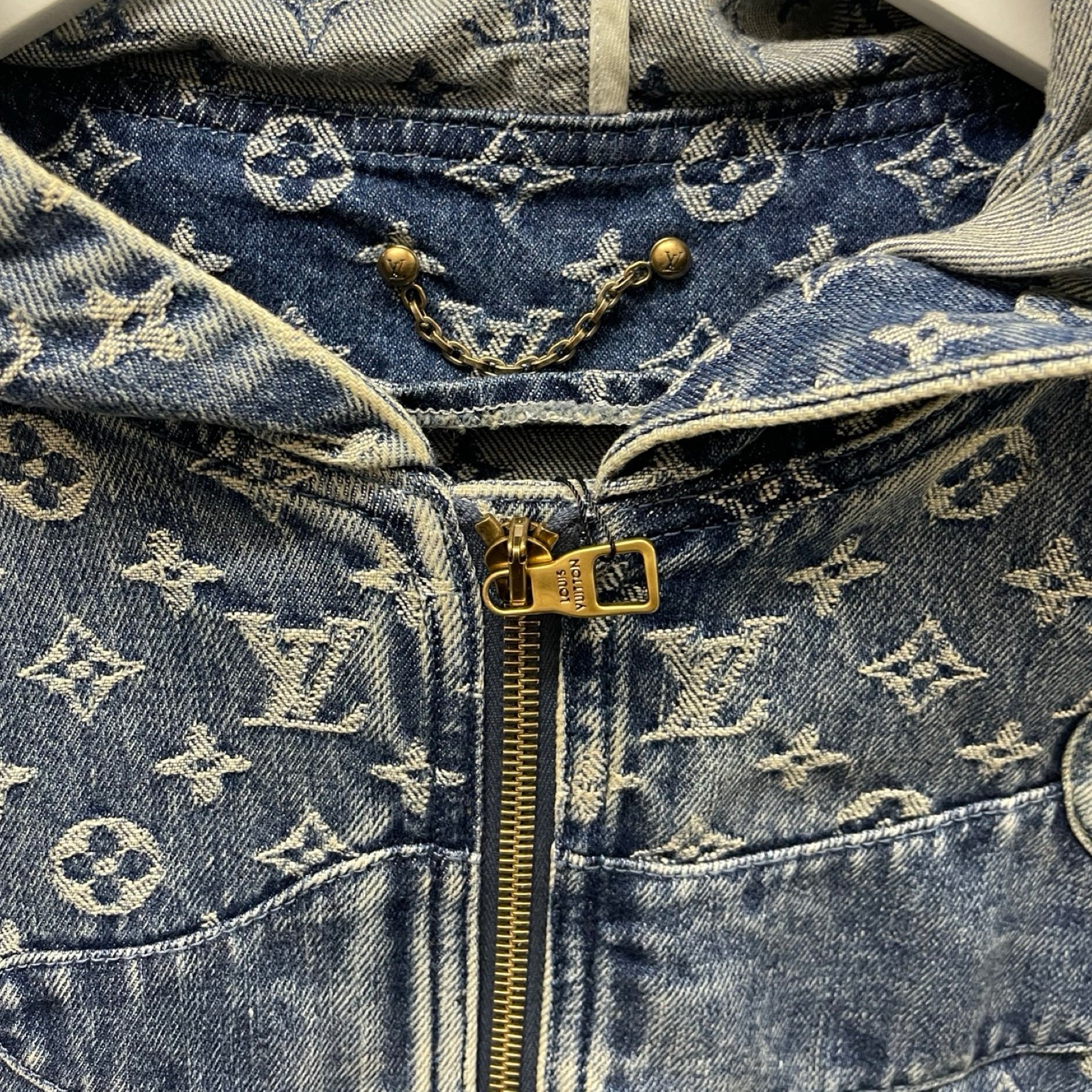 LOUIS VUITTON × NIGO 2022SS Monogram Patchwork Zip Up Denim Jacket 1A9K6E Size 48