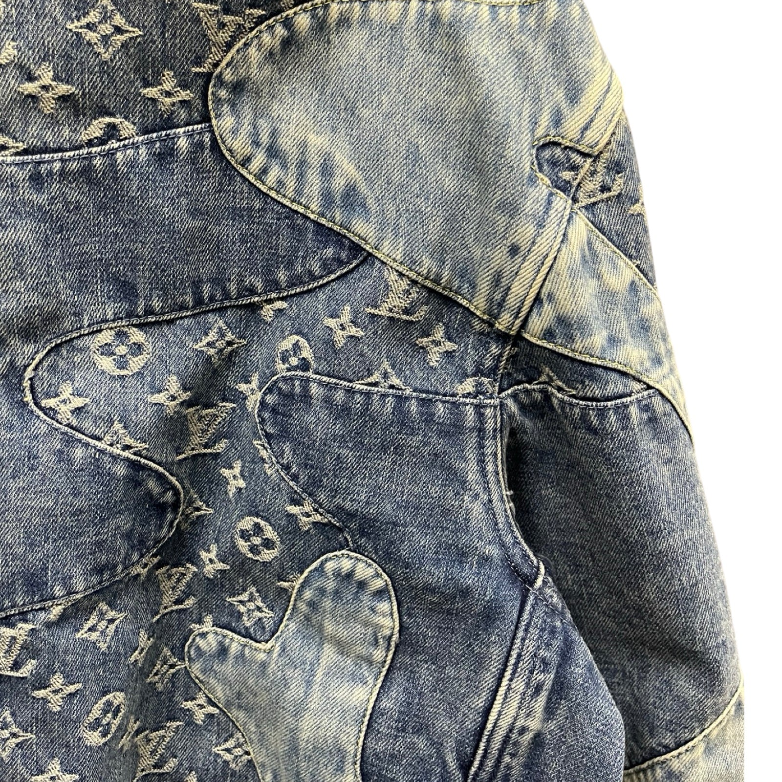 LOUIS VUITTON × NIGO 2022SS Monogram Patchwork Zip Up Denim Jacket 1A9K6E Size 48