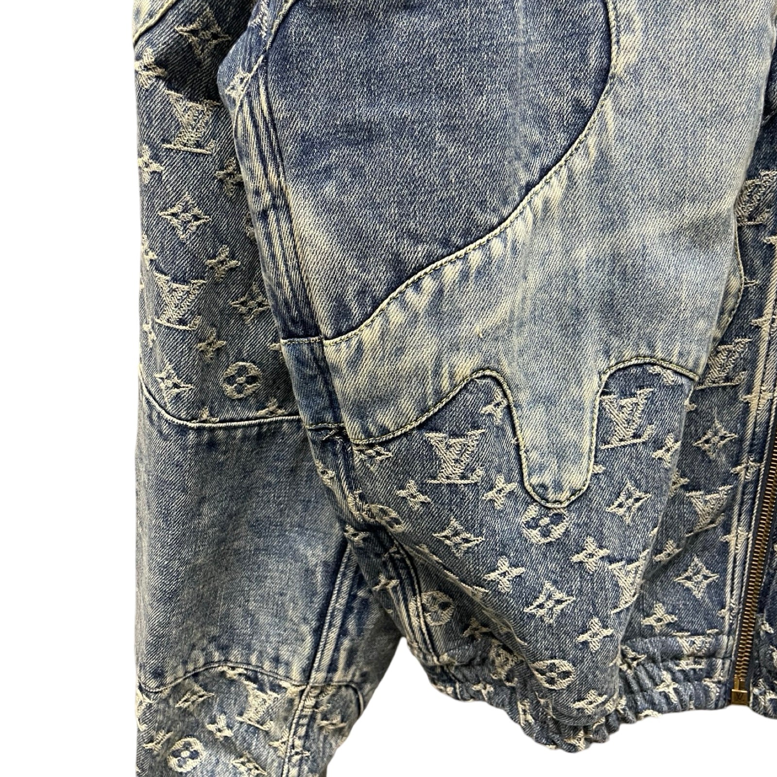 LOUIS VUITTON × NIGO 2022SS Monogram Patchwork Zip Up Denim Jacket 1A9K6E Size 48
