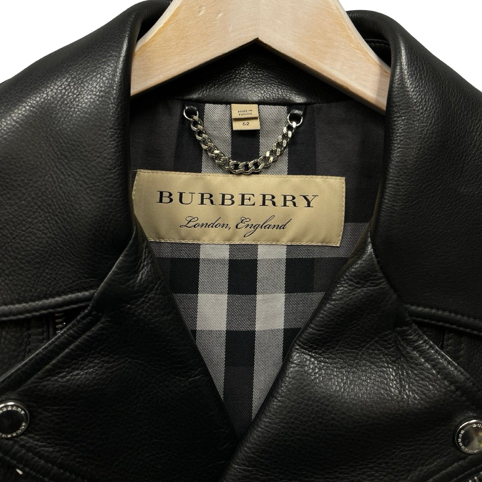 BURBERRY Leather Riders Jacket TNKANFA S1HAM Size 52