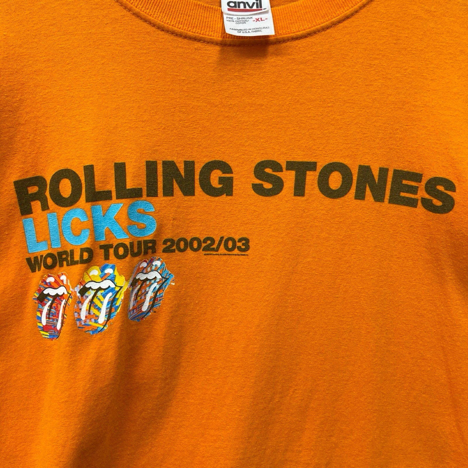 Vintage 02's The Rolling Stones Licks World Tour 2002 S/S Tee Size XL