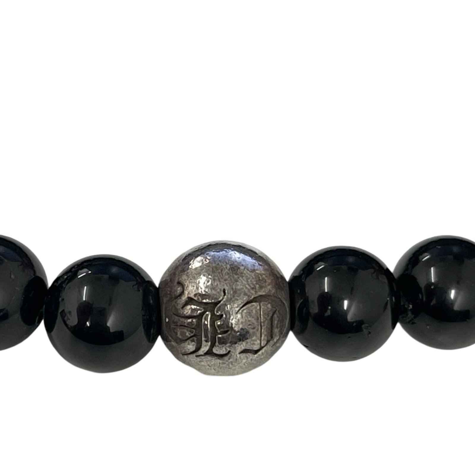 CHROME HEARTS CH Logo Black Tourmaline Bead Bracelet