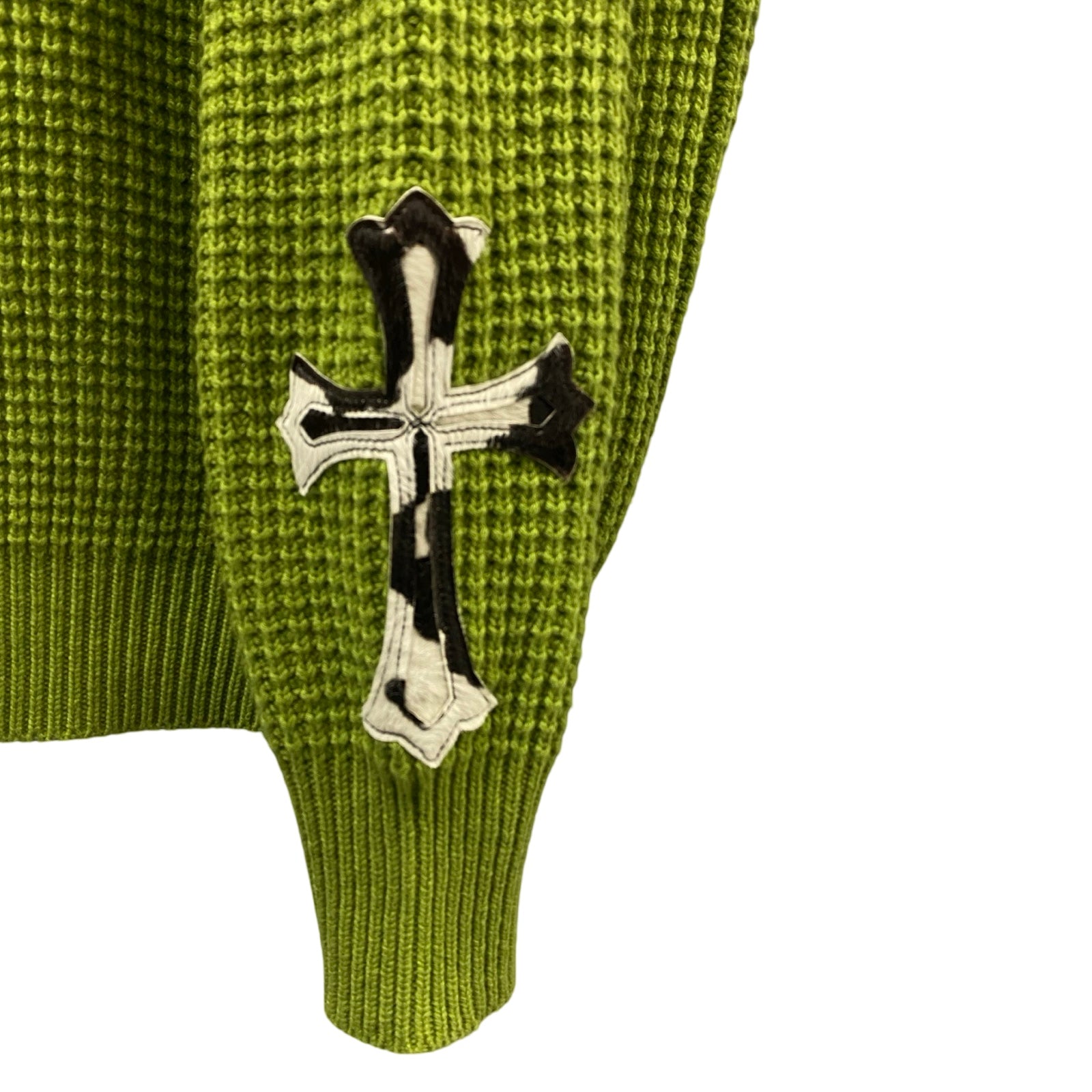 CHROME HEARTS YNOT Unborn Calf Cross Patch Cashmere Knit Sweater Size S