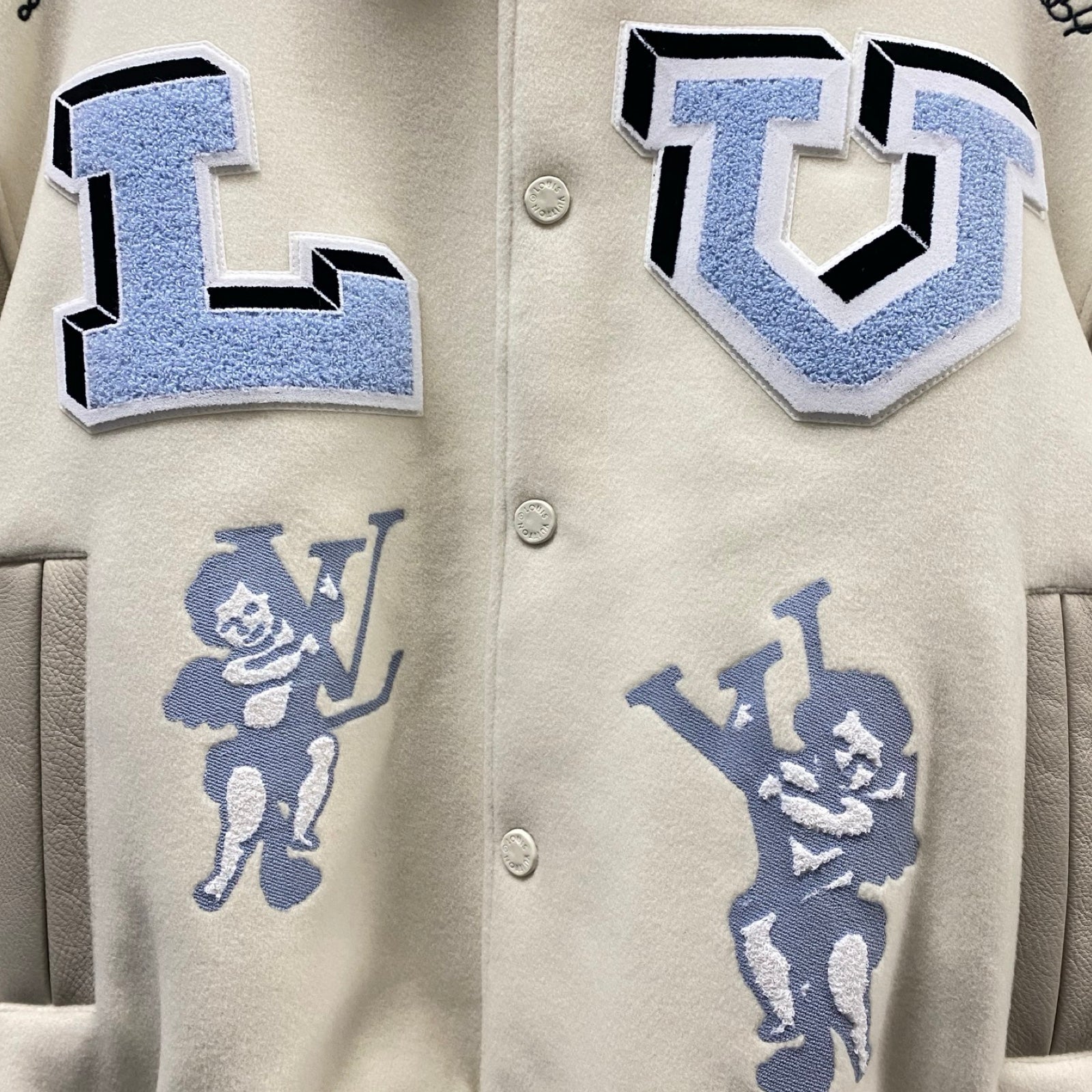 LOUIS VUITTON 2022AW Multi Patch Mixed Leather Varsity Jacket 1AAGKF Size 58