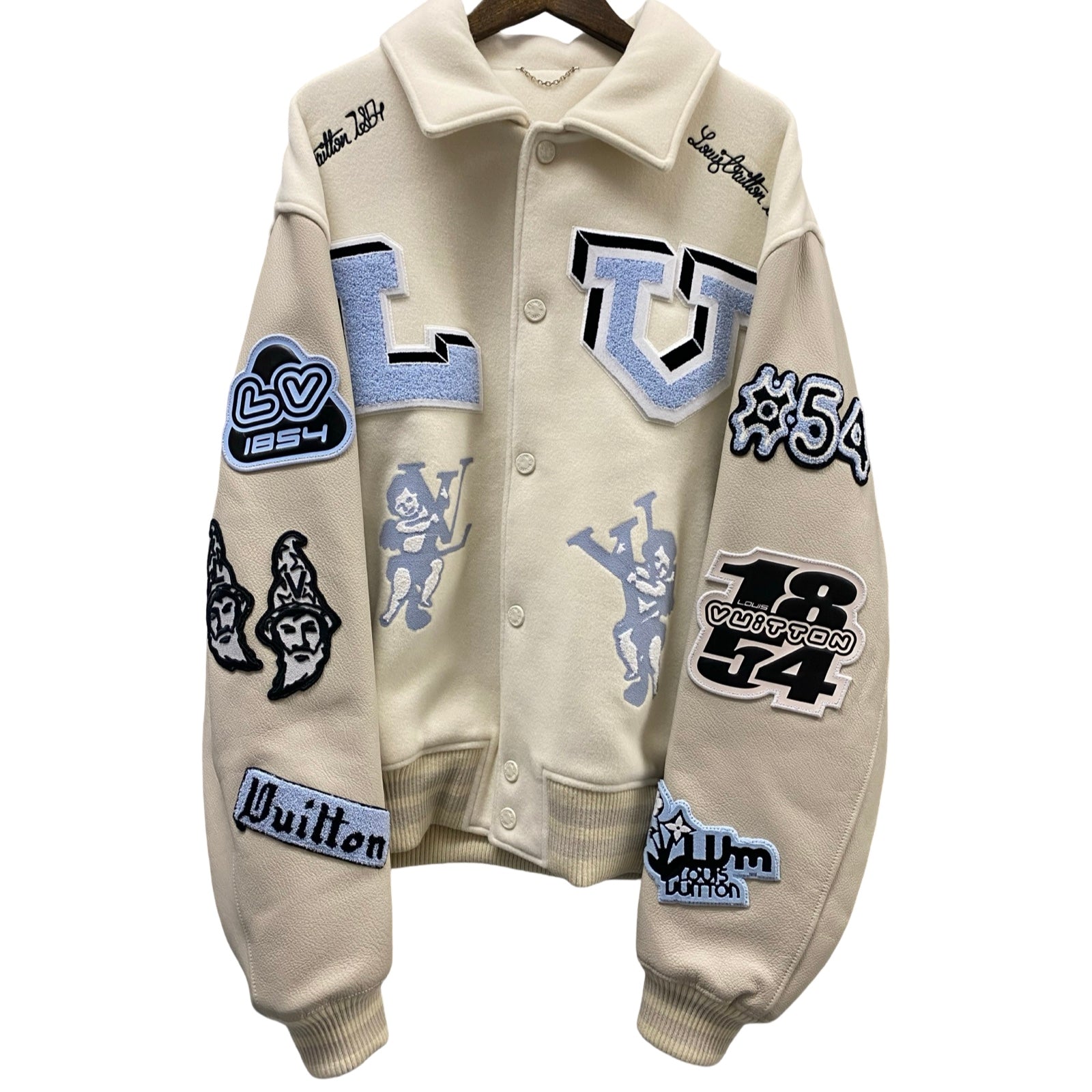 LOUIS VUITTON 2022AW Multi Patch Mixed Leather Varsity Jacket 1AAGKF Size 58